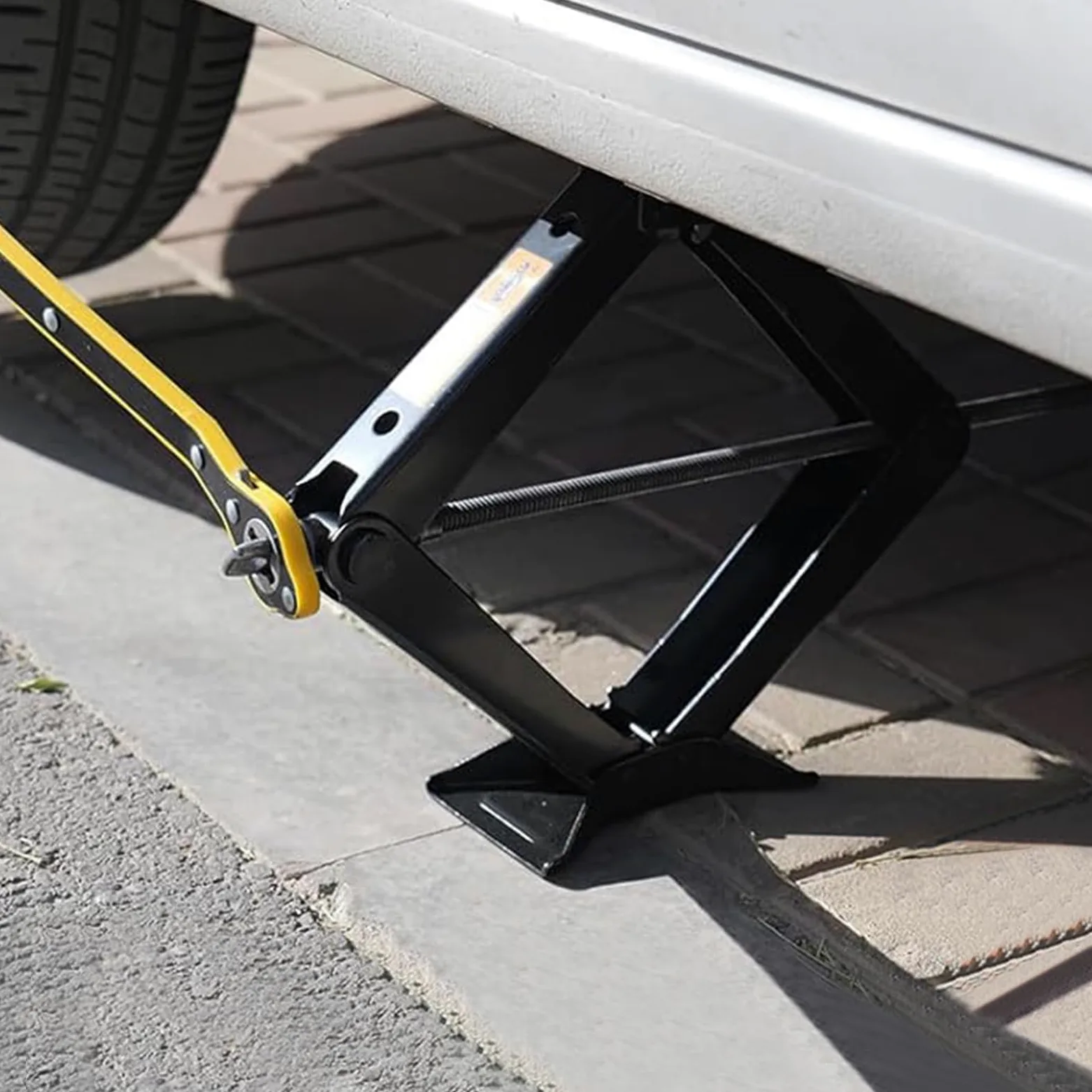 Cric 1T con Cricchetto, Prolunga a Cricchetto, Piastra in Acciaio Ispessita, Portatile per Auto
