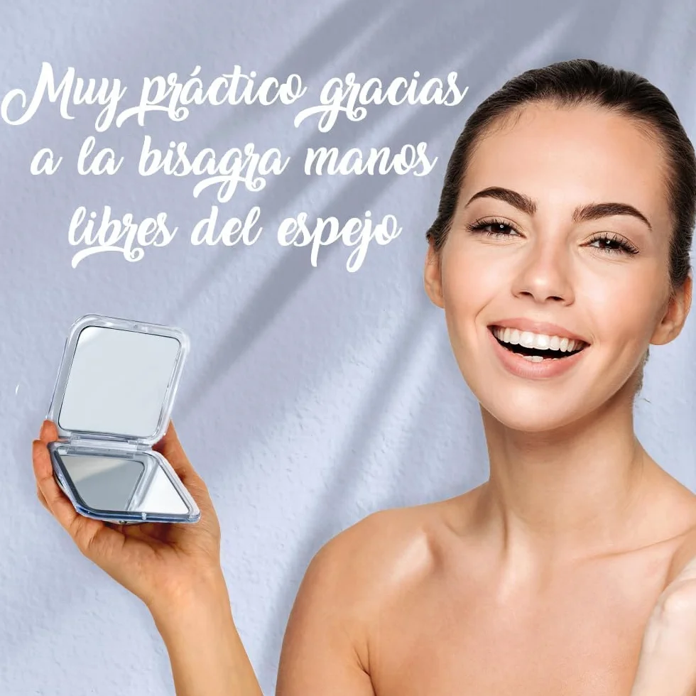 Mirrorvana Espejo de Bolsillo con Aumento 15X Plegable Portátil Maquillaje Plata