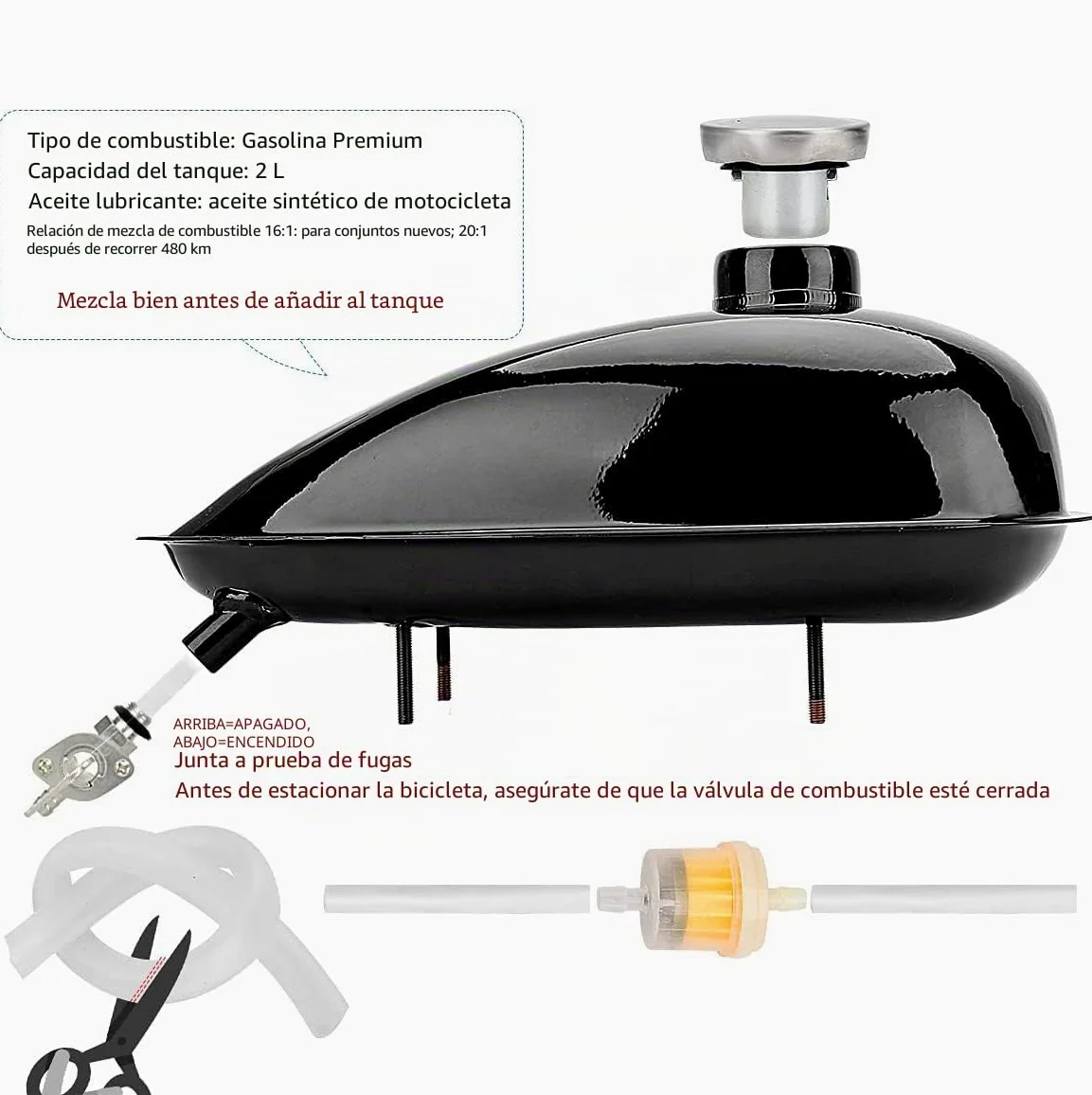 Kit de motorización para bicicleta de 2 tiempos, 100 cc, motor de gasolina, kit de conversión de bicicleta plateado