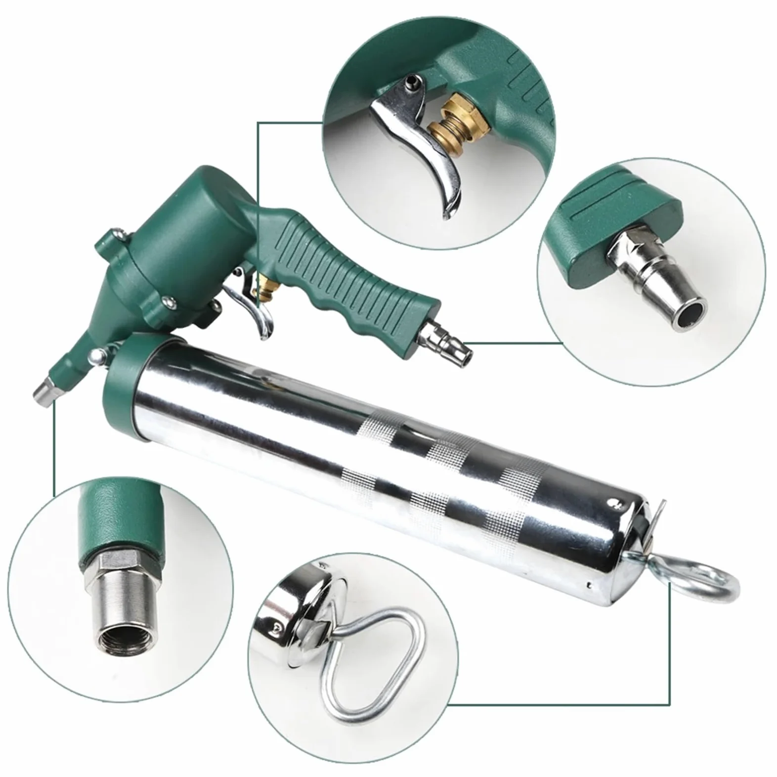 Boquilla Bomba de Engrase Pistola de engrase neumática de 400CC Pistola de engrase de Bomba de compresor neumático portátil Boquilla engrasadora