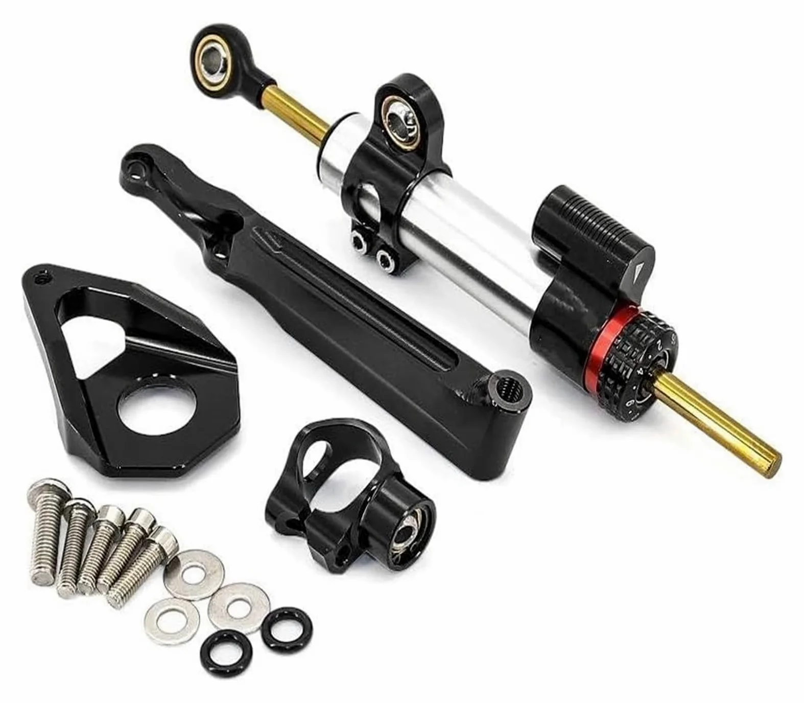 para CBR600RR CBR 600 RR CBR 600RR 2005 2006 Amortiguador De Dirección De Motocicleta Estabilizador Lineal Control Inverso + Soporte Amortiguador De Dirección(Black Bracket)