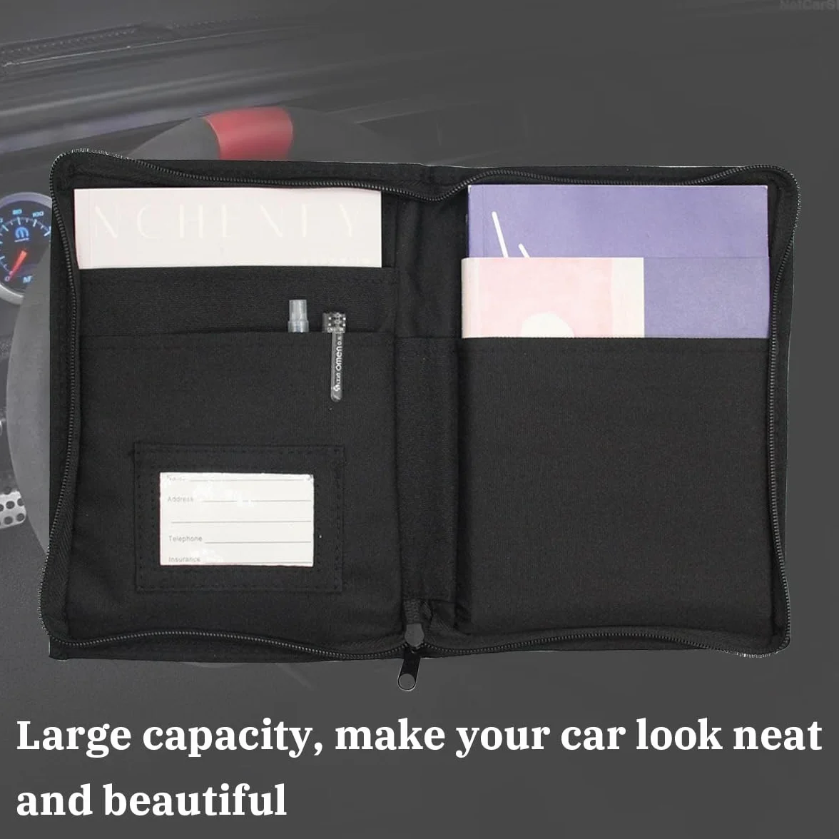 JNNJ Carpeta de Guantera para Coches, Organizador de Documentos de Tela Oxford con Cremallera Segura y Multiusos