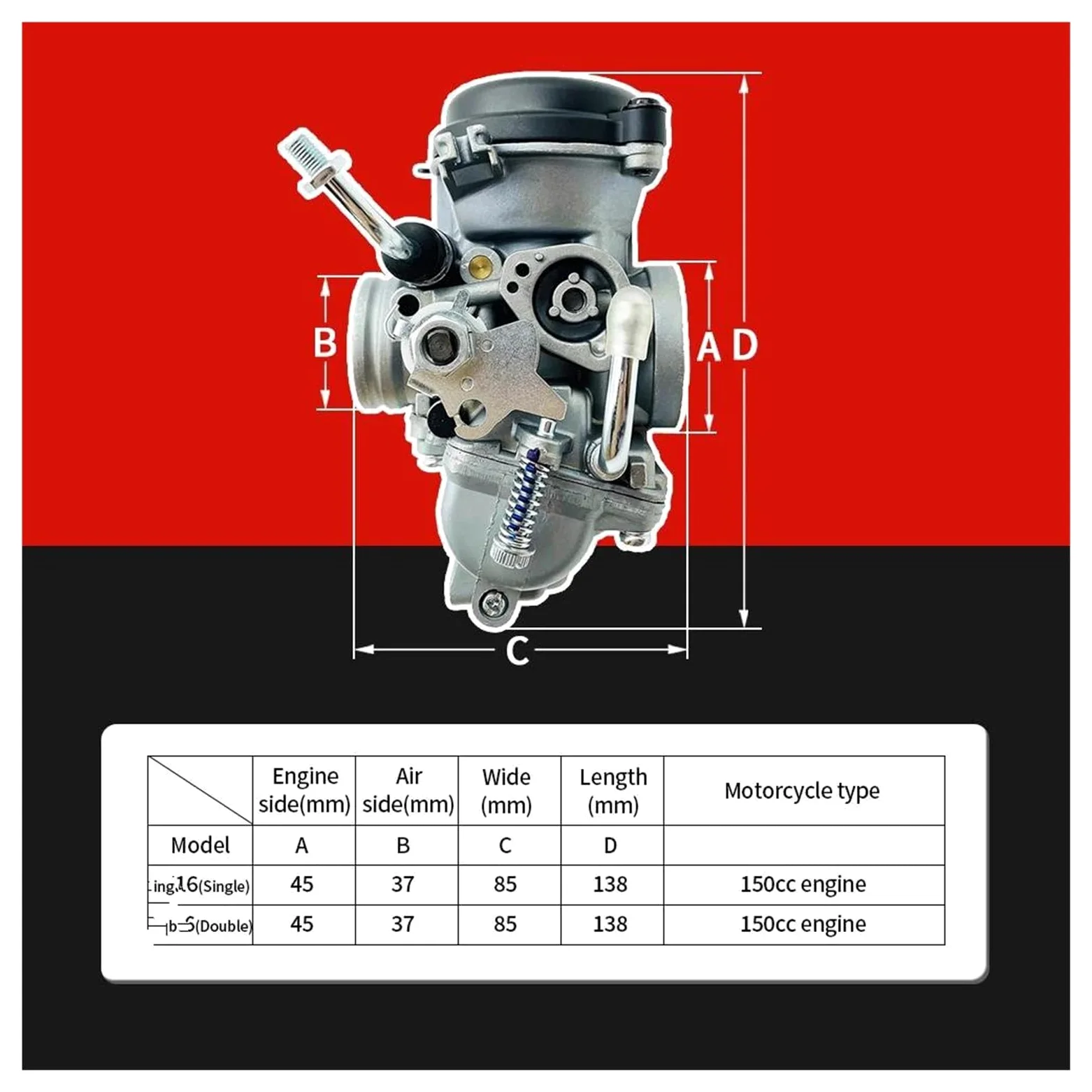 Carburador Carb Para Fz16 Para Byson Para Fazer Para Fzs Para Bajaj Para Tvs Cable Acelerador Único Doble Carburador Motocicleta(For FZ16 Dual)