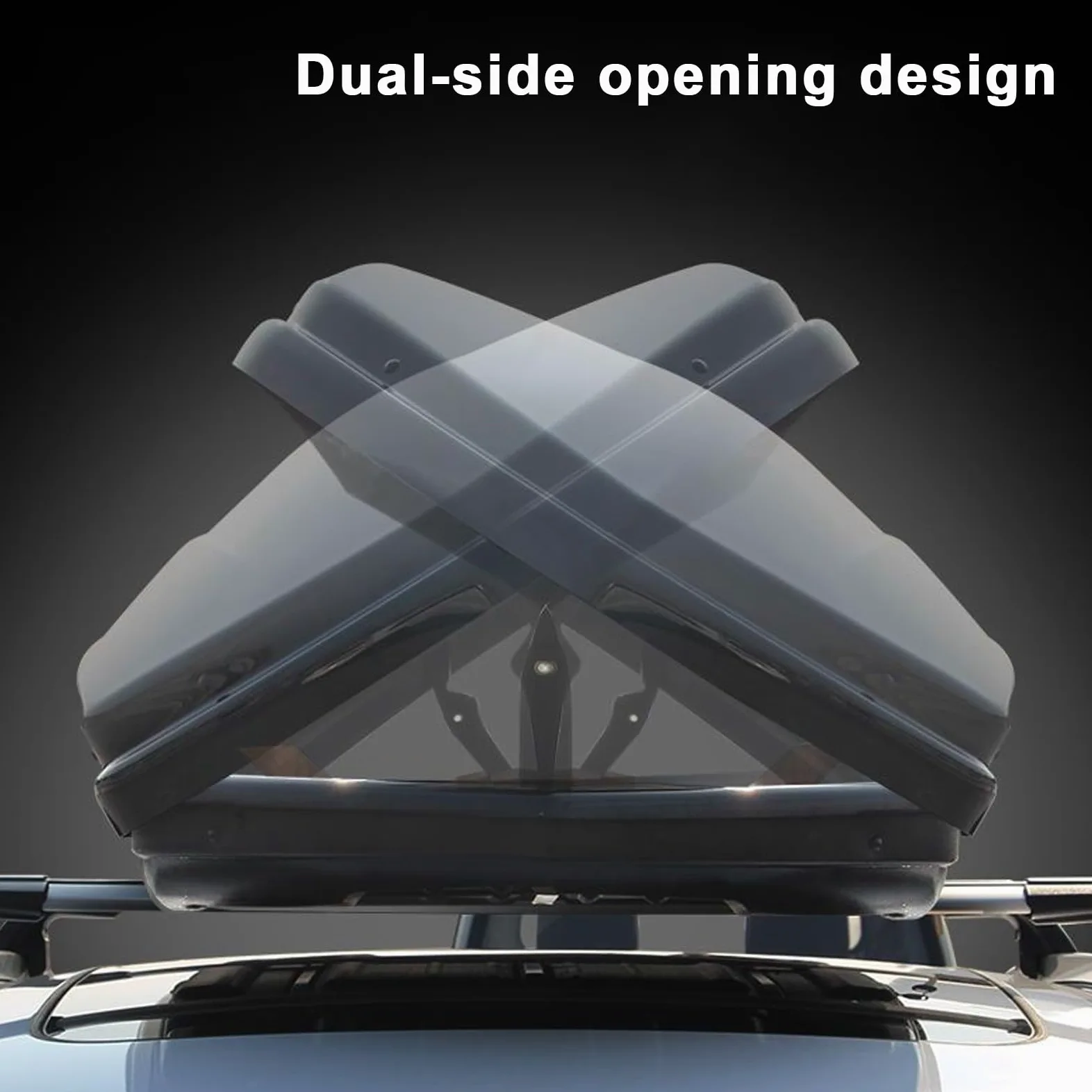 Cofre Techo Coche, Baúl de Techo Rígido de ABS de 300/480/500/550 L con Cerradura de Seguridad y Apertura Lateral, para Coche, Furgoneta y SUV(120x79x24cm)