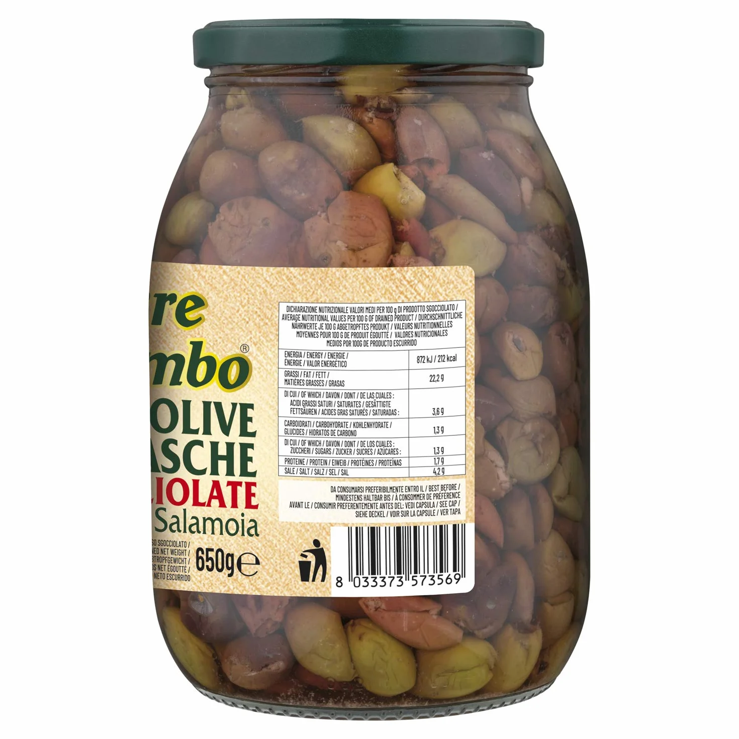Le Terre di Colombo Aceitunas Taggiasca sin Hueso 900 G