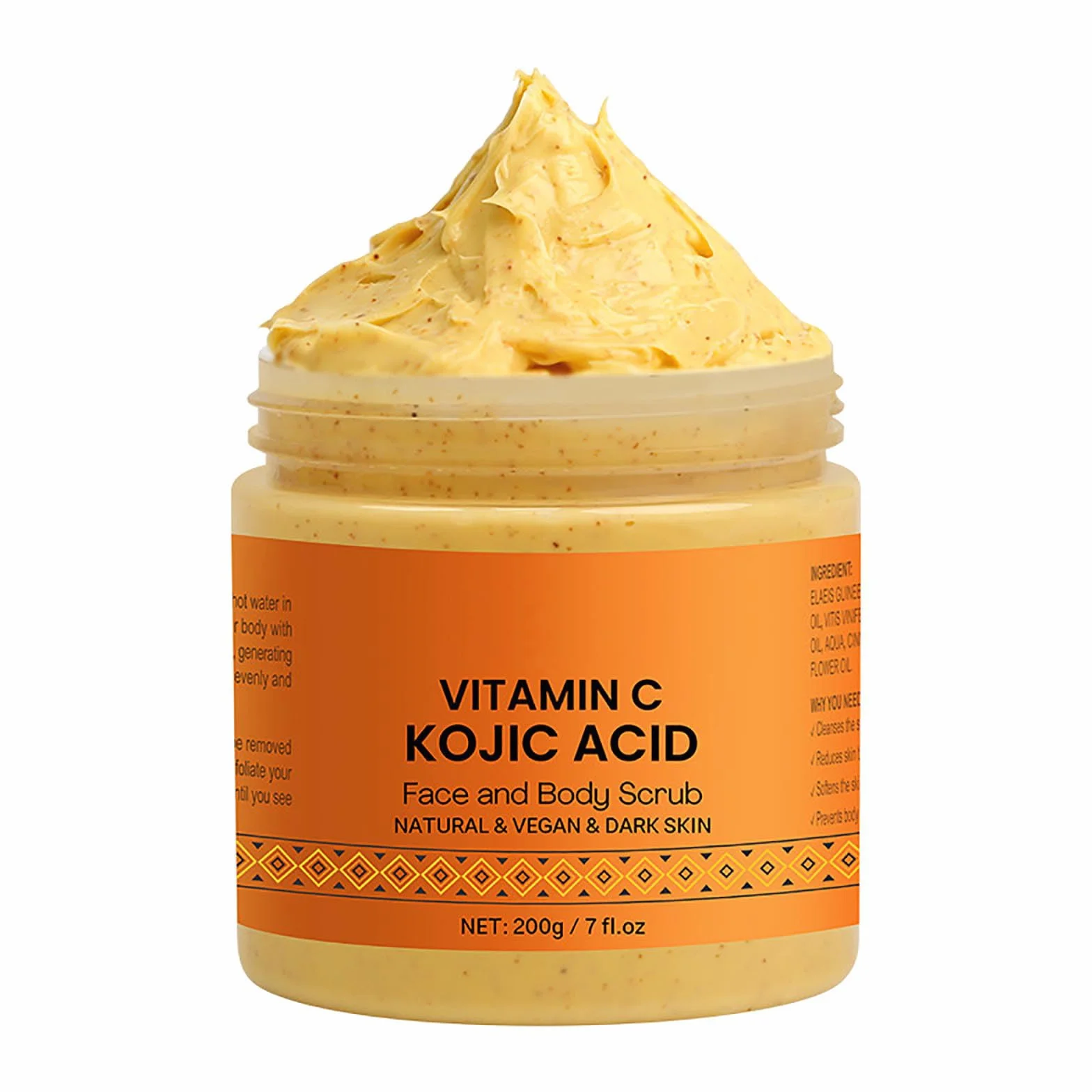 Exfoliante corporal orgánico de cúrcuma y vitamina C, limpieza profunda para eliminar piel muerta (100 g)