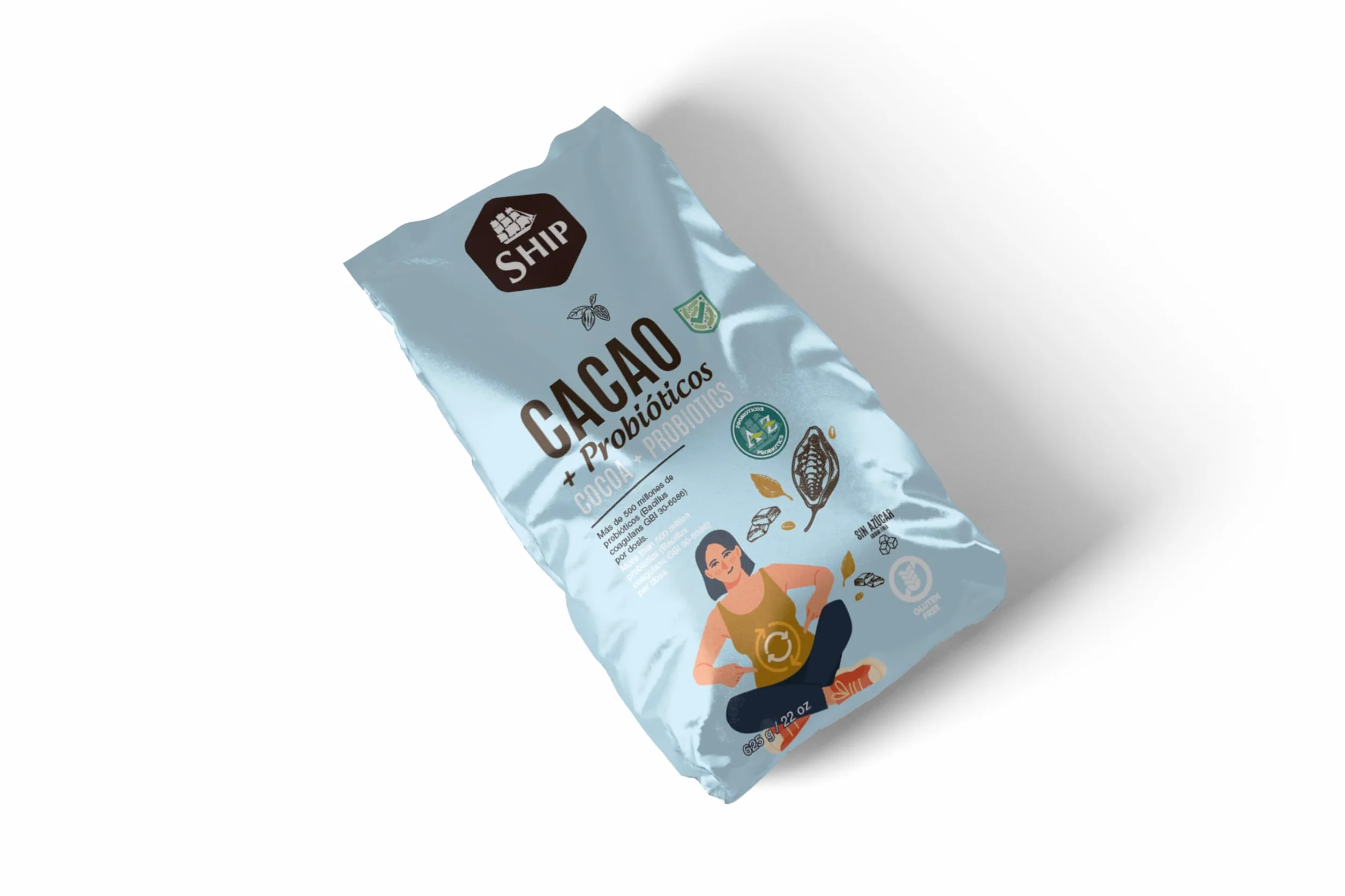 Cacao con Probióticos Bolsa 625 g - Regula el Intestino - Estimula el Sistema Circulatorio - Rico en Vitaminas