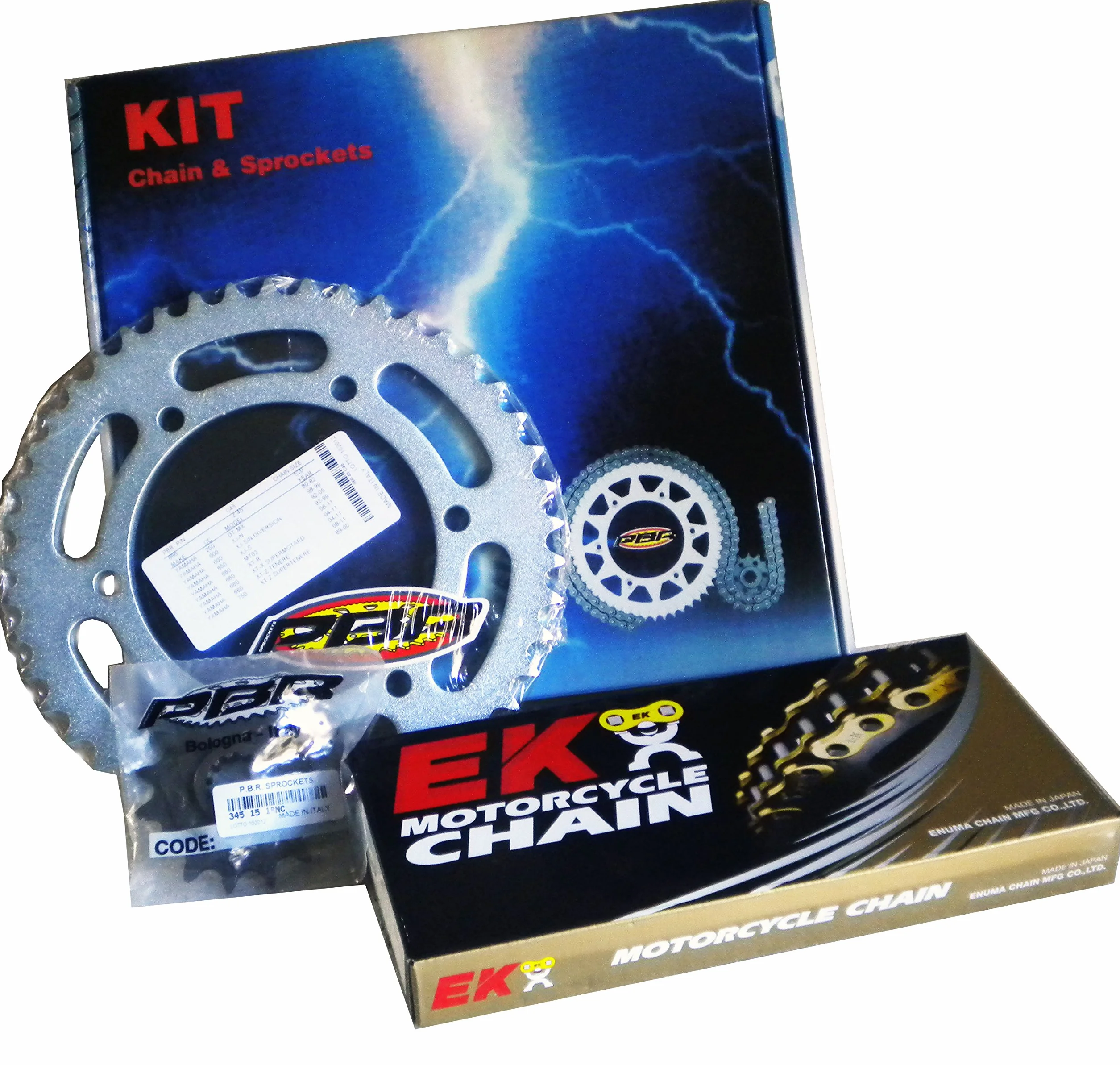 KIT CADENA CORONA PIÑON PBR/EK EK182 COMPATIBLE CON BMW F 650 GS/DAKAR 1994 > 2007
