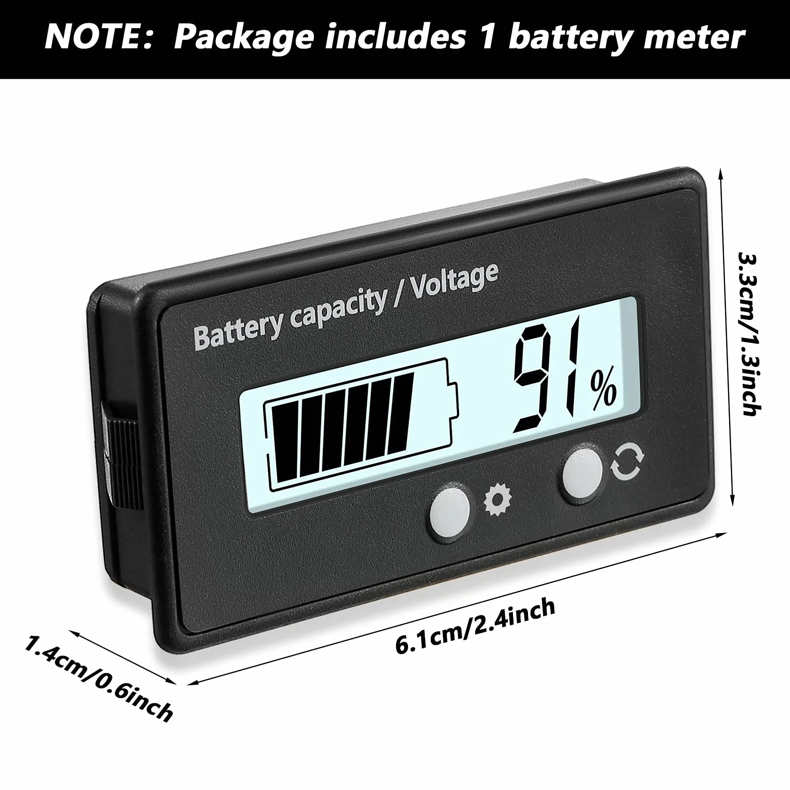 Medidor de Batería con Alarma DC 12V 24V 36V 48V 60V 72V 84V, Ajuste Frontal y Tecla de Interruptor, Monitor Indicador de Voltaje Capacidad Batería de Lones de Litio y Plomo-Ácido (Blanco)