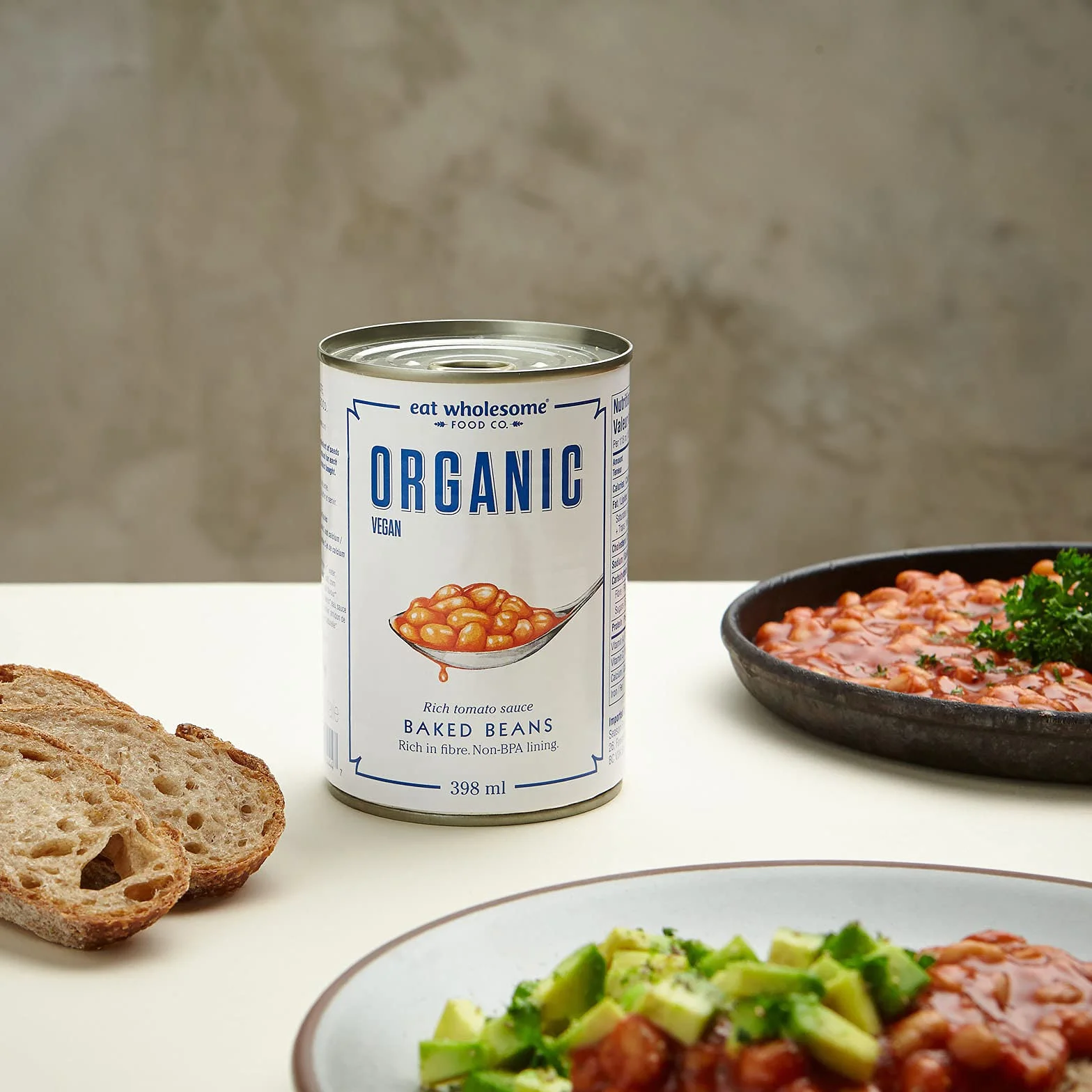 Eat Wholesome Frijoles Horneados Orgánicos 400g Paquete de 12 Salsa de Tomate Bajo en Grasa Vegano