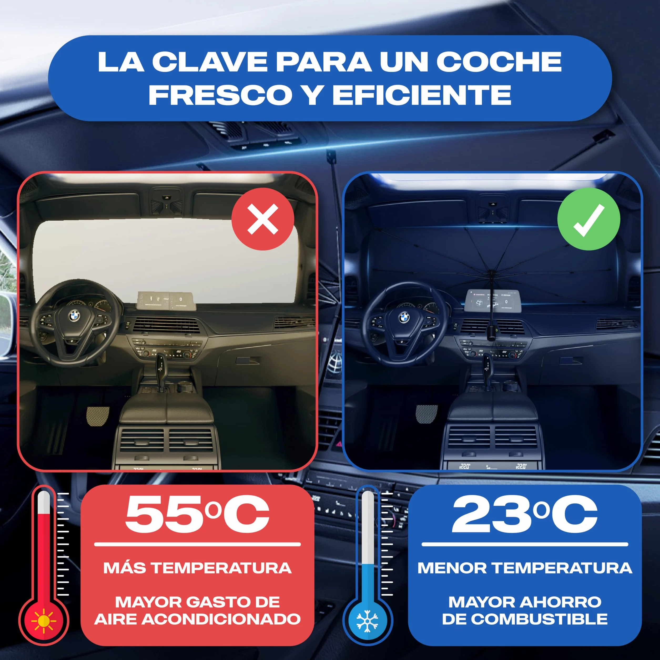 Protector Solar Coche Delantero Parasol SUV Camión UV Titanio 140x80 cm