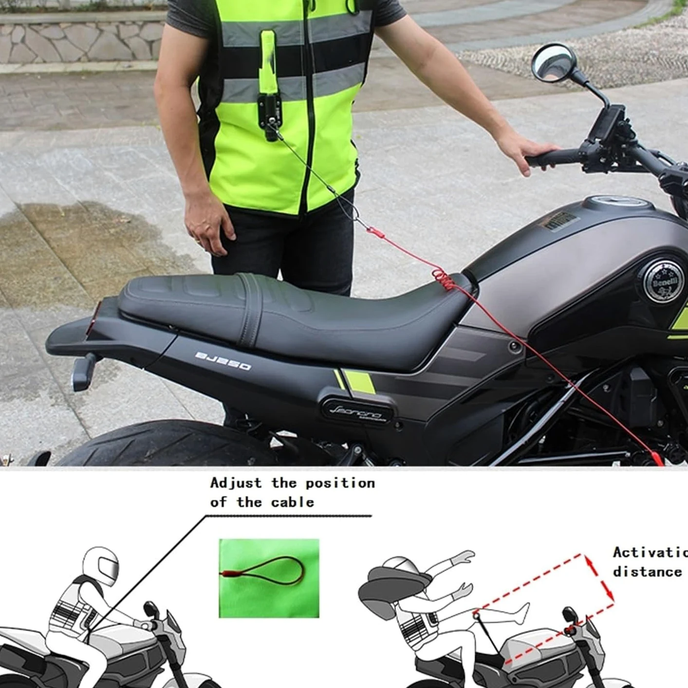 Chaleco Airbag for Motocicleta Con Cremallera Chaqueta De Equitación Reutilizable, Activa El Airbag En 0,1 S.