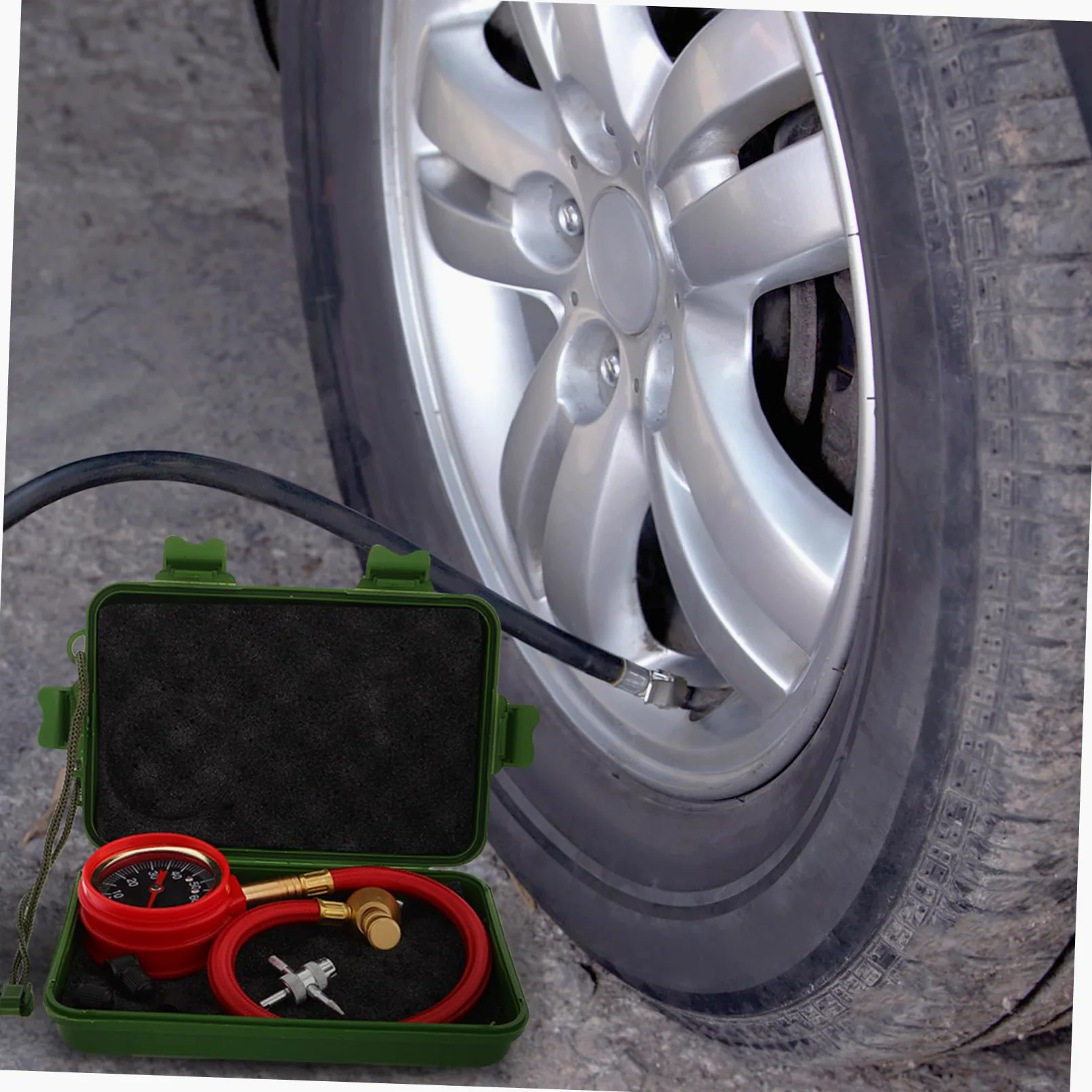 TOPBATHY Manómetro de Presión de Neumáticos para Coche, Medición Precisa en Latón y Goma, para Proyectos de Modificación de Automóvil