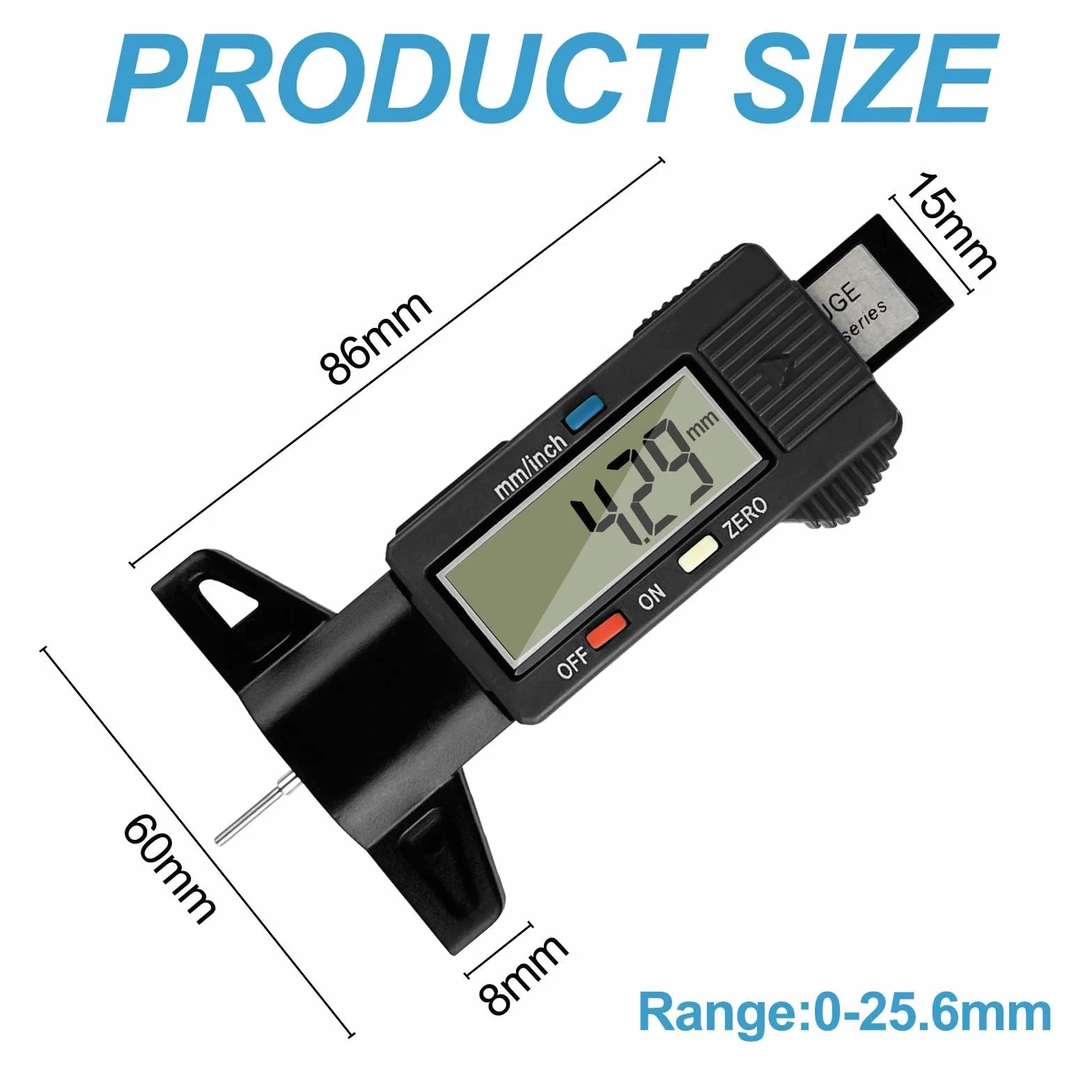 Gvolatee 2 piezas Digital Medidor Profundidad Neumaticos, Medidor de Profundidad de los Neumáticos con Pantalla LCD, Medidor Banda de Rodadura de Neumáticos para Coches Furgonetas Camiones Motocicleta