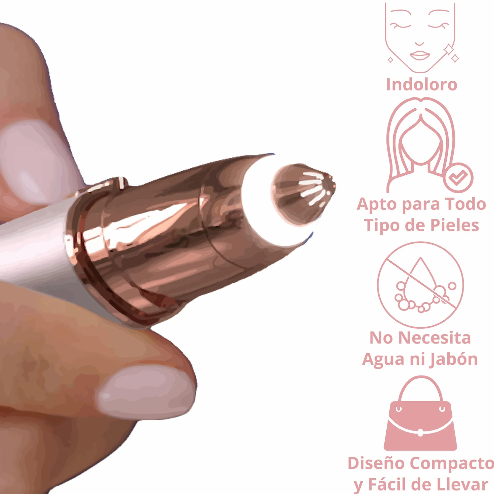 Finishing Touch Flawless Depiladora de Cejas Indolora, Cabezal Hipoalergénico chapado en oro de 18 Quilates, Blanco