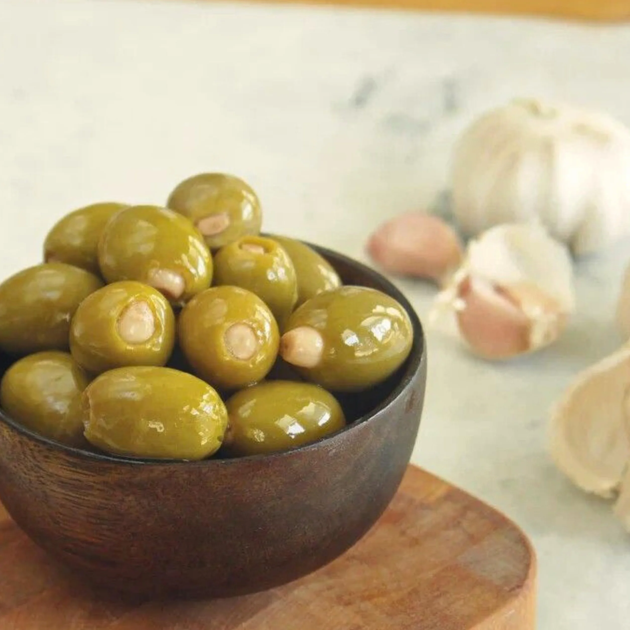 Olive's Earth Aceitunas Verdes Sin Hueso Rellenas de Ajo Variedad Calcídica Pack 4 x 200 g