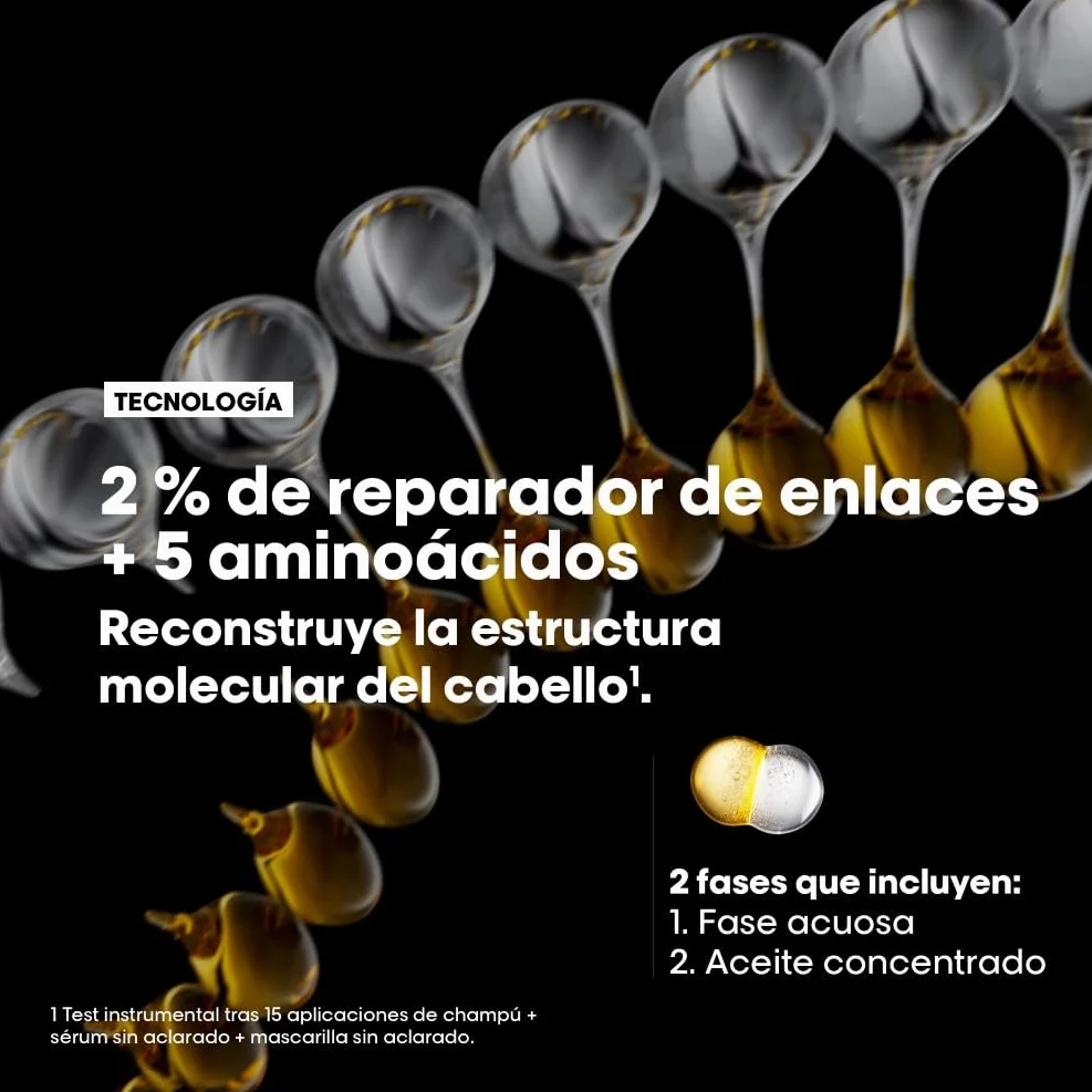 L'Oréal Professionnel Absolut Repair Molecular Aceite Bifásico Reparador 100 Horas de Brillo Antifrizz Protector Térmico Sin Aclarado
