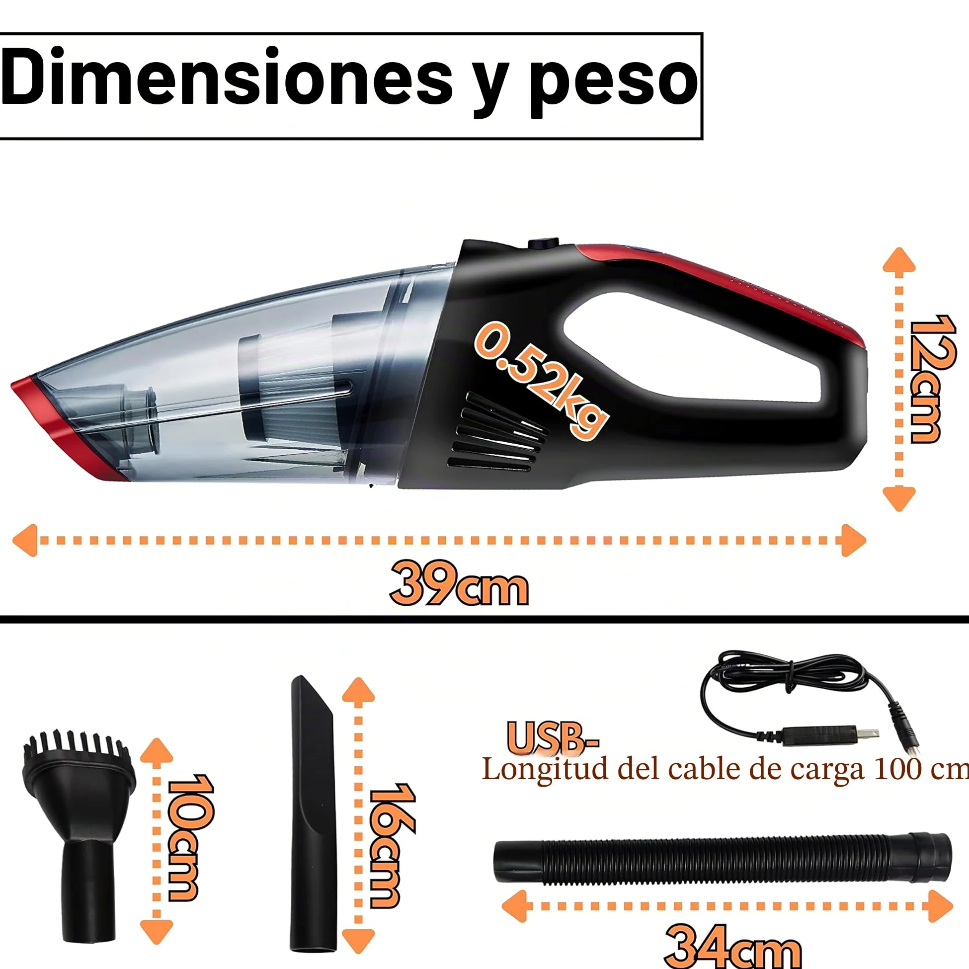 Samsung Aspiradora de mano recargable, batería, HEPA, 6200 Pa, para coche e inalámbrica