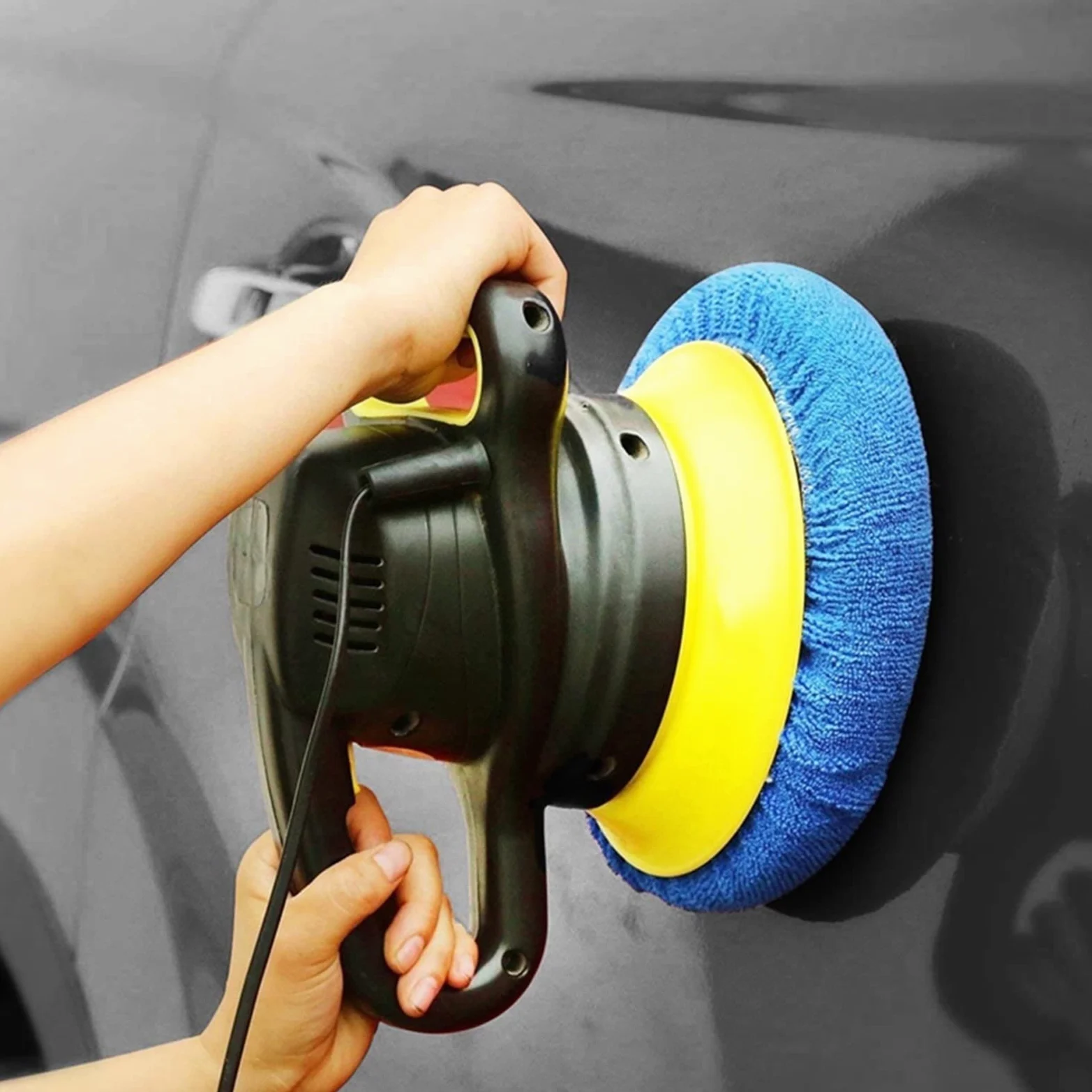 TRUSTTWO 10 unids Coche Polidaje Sombrero Lavado de autos Microfibra Paños de Microfibra Non-tejido Cepillos de peluche Conjunto de Pulidor Auto Pulidor Pulido Herramientas de limpieza de autos The Ne