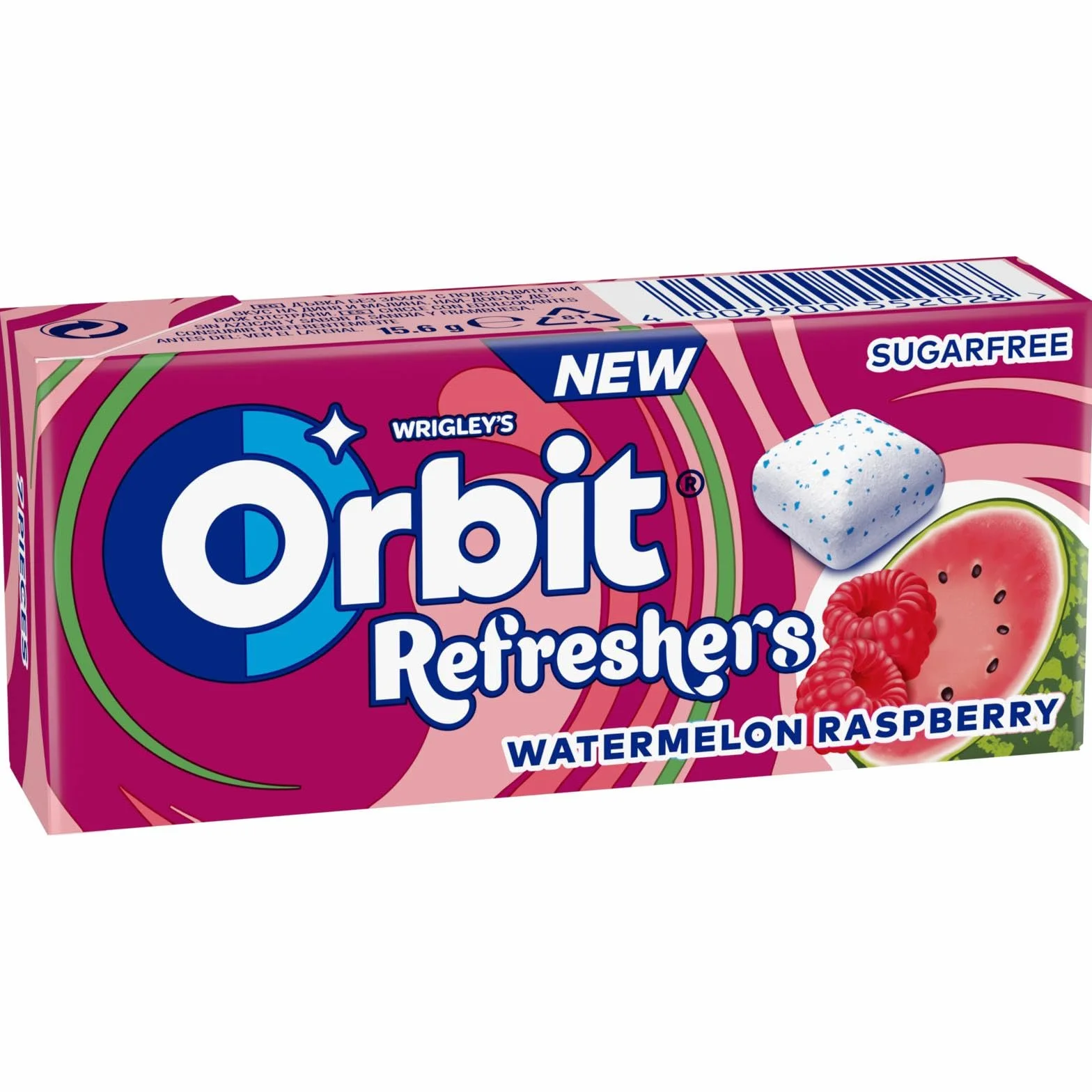 Orbit Refreshers Chicles sin azúcar sabor sandía y frambuesa, 16 paquetes
