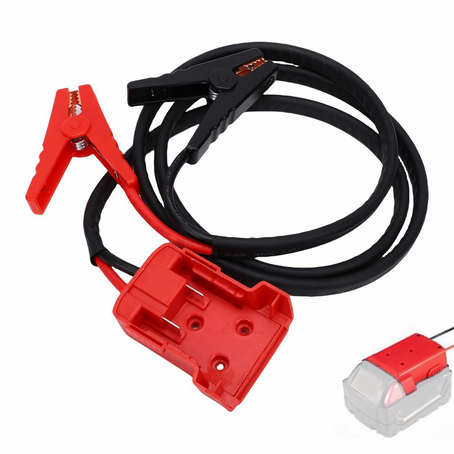 Alomejor Cable de Arranque de Batería, Cable de Refuerzo de Batería de Silicona 8AWG para Baterías M18 de 18 V, Resistencia Al Calor de 392 °F, Abrazaderas Fuertes, Inicio Rápido para Automóviles,