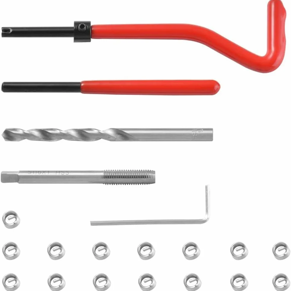 15pcs M10 x 1.25 Kit de reparación de rosca, conjunto de reparación de bobina helicoidal de coche, juego de herramientas manuales compatible