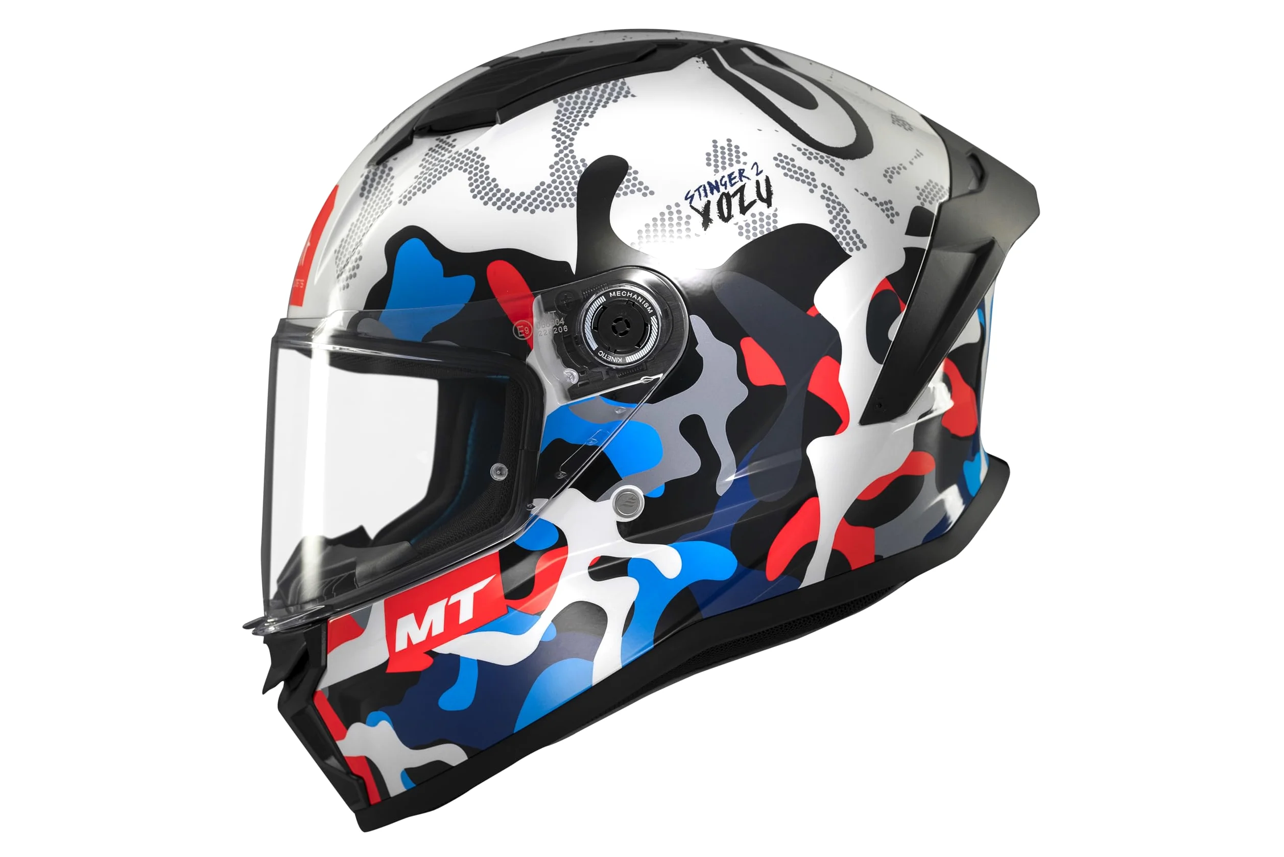 MT Helmets Stinger 2 – Casco Moto Integral Deportivo con Pantalla Antivaho Compatible con Pinlock, Visor Solar Full Vision, Interior Lavable y Calota HIRP | Homologado ECE 22.06 & DOT