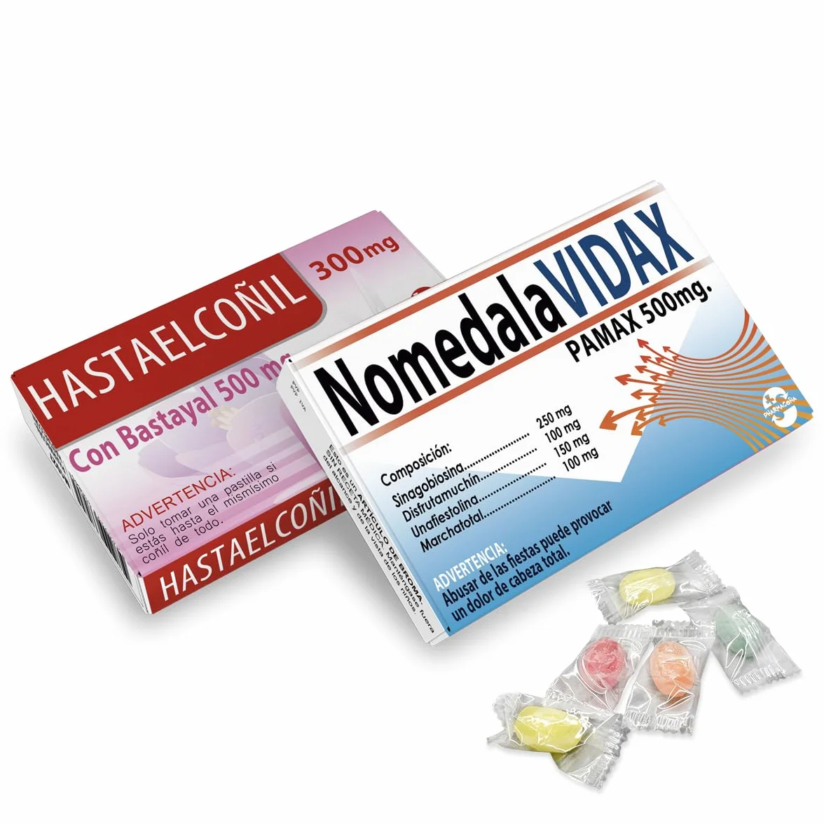 PHARMACOÑA HASTAELCOÑIL NOMEDALAVIDAX Pack 2 Cajas Caramelos de Broma Divertidos Regalos Graciosos para Adultos