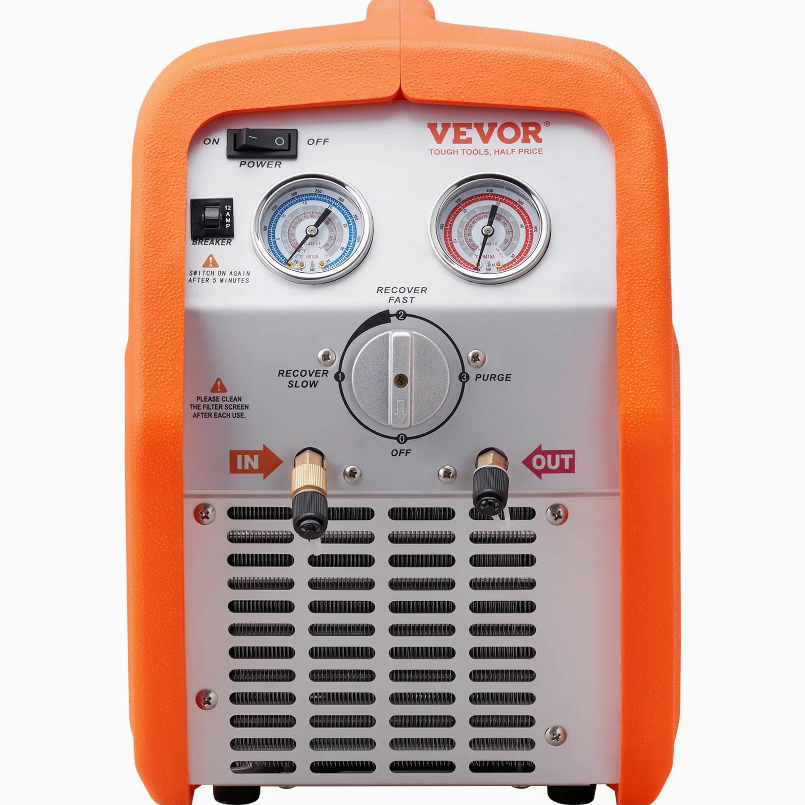VEVOR Máquina de Recuperación de Refrigerante Portátil 3/4 HP Máquina de Recuperación con Protección de Alta Presión 2,2 kg/min Velocidad de 1450 RPM Autolimpieza para Vapor Líquido Refrigerante