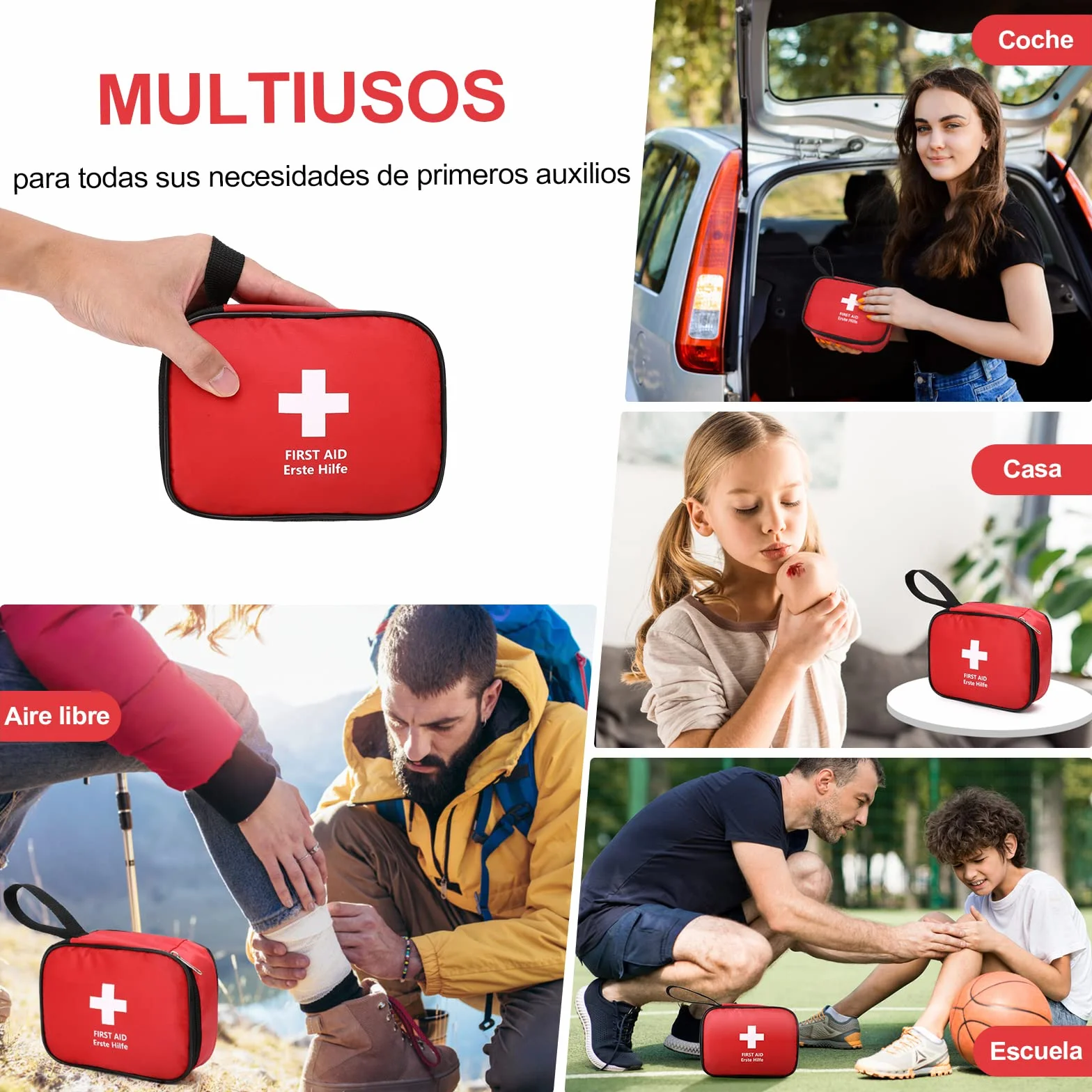 HONYAO Botiquín de Primeros Auxilios 90 Piezas, Mini Kit para Coche Casa y Viaje