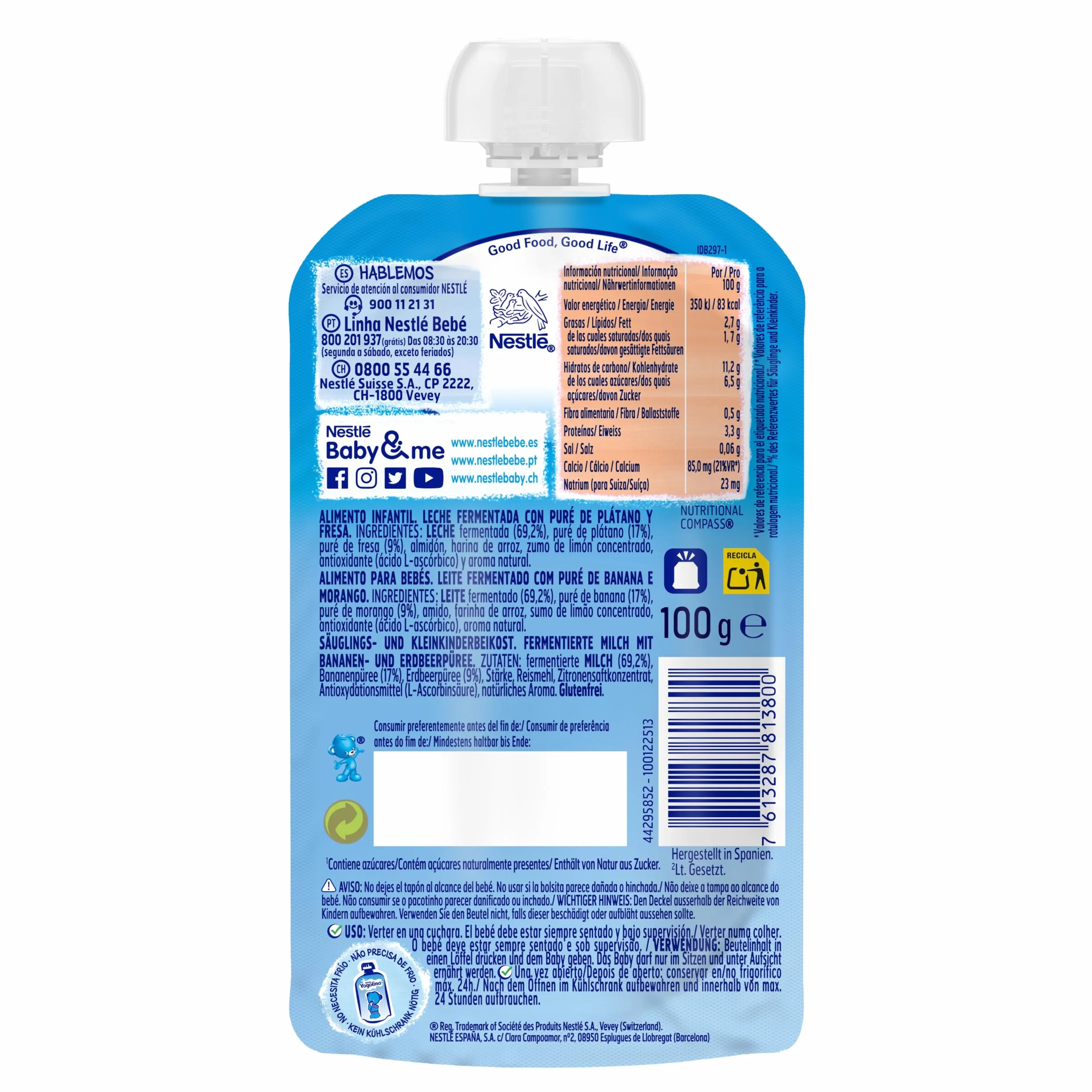 Nestlé Yogolino Lácteo Infantil Fresa Plátano 100 g