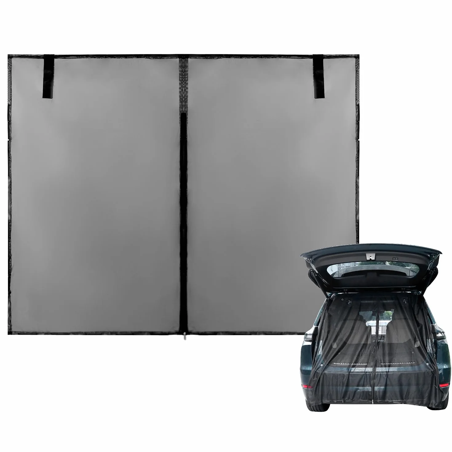 QWORK® mosquitera Furgoneta Camper, mosquitera para portón Trasero, con Doble Cremallera, 180 x 160 cm, para autocaravanas, Furgonetas y SUV Grandes