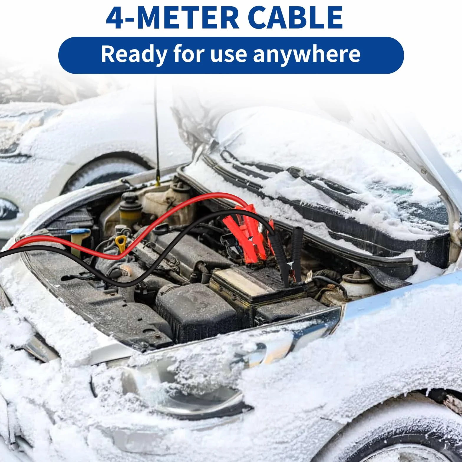 SWAWIS Pinzas Bateria Coche 4m 30mm² 1500A 12 V/24 V Pinzas Coche Cables de Puente para Baterías de Camiones Automóviles y Motocicletas con Bolsa de Almacenamiento