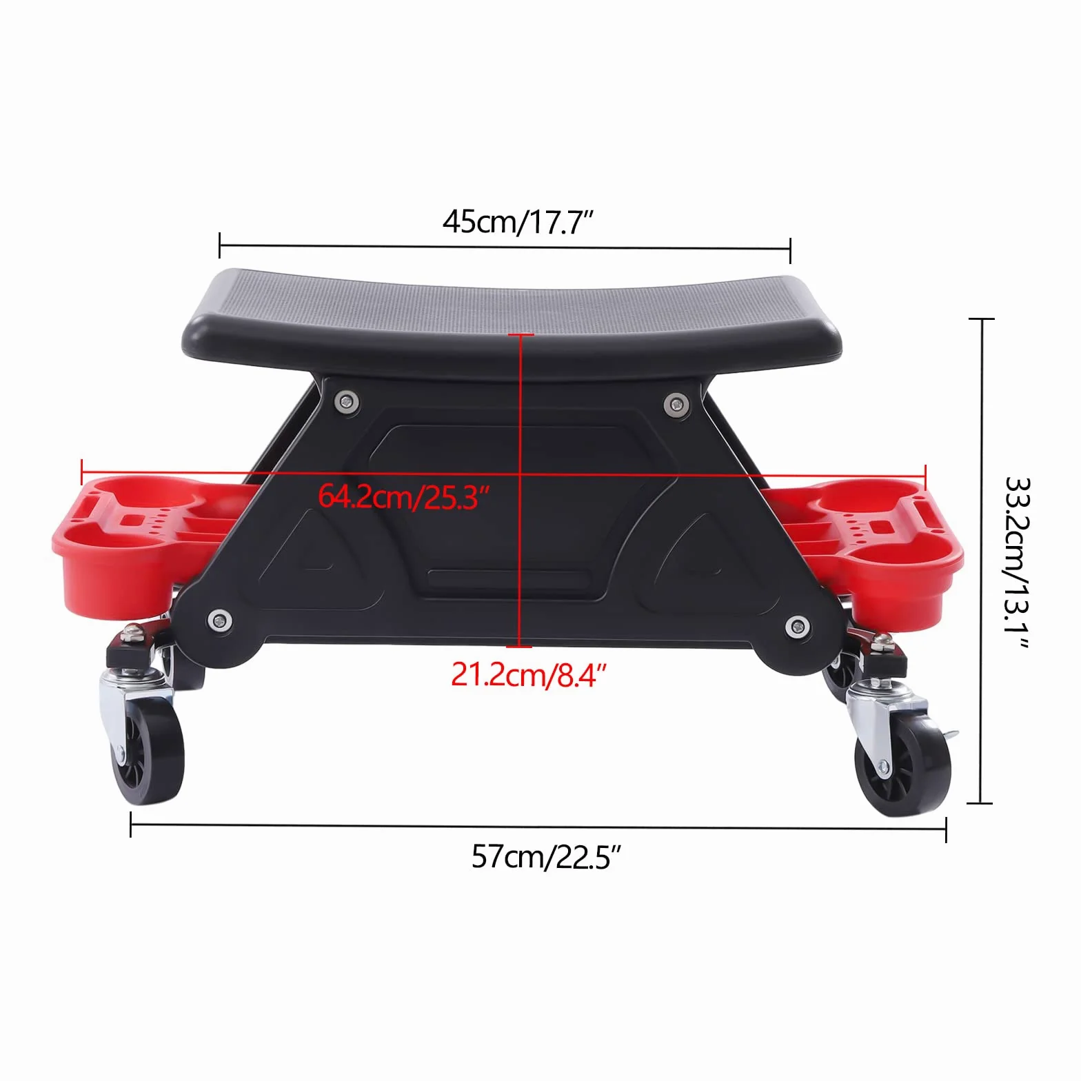 Taburete de taller con ruedas, taburete de trabajo, silla de taller, con dos compartimentos de almacenamiento, asiento de taller para trabajos de bricolaje y reparaciones mecánicas, capacidad de carga