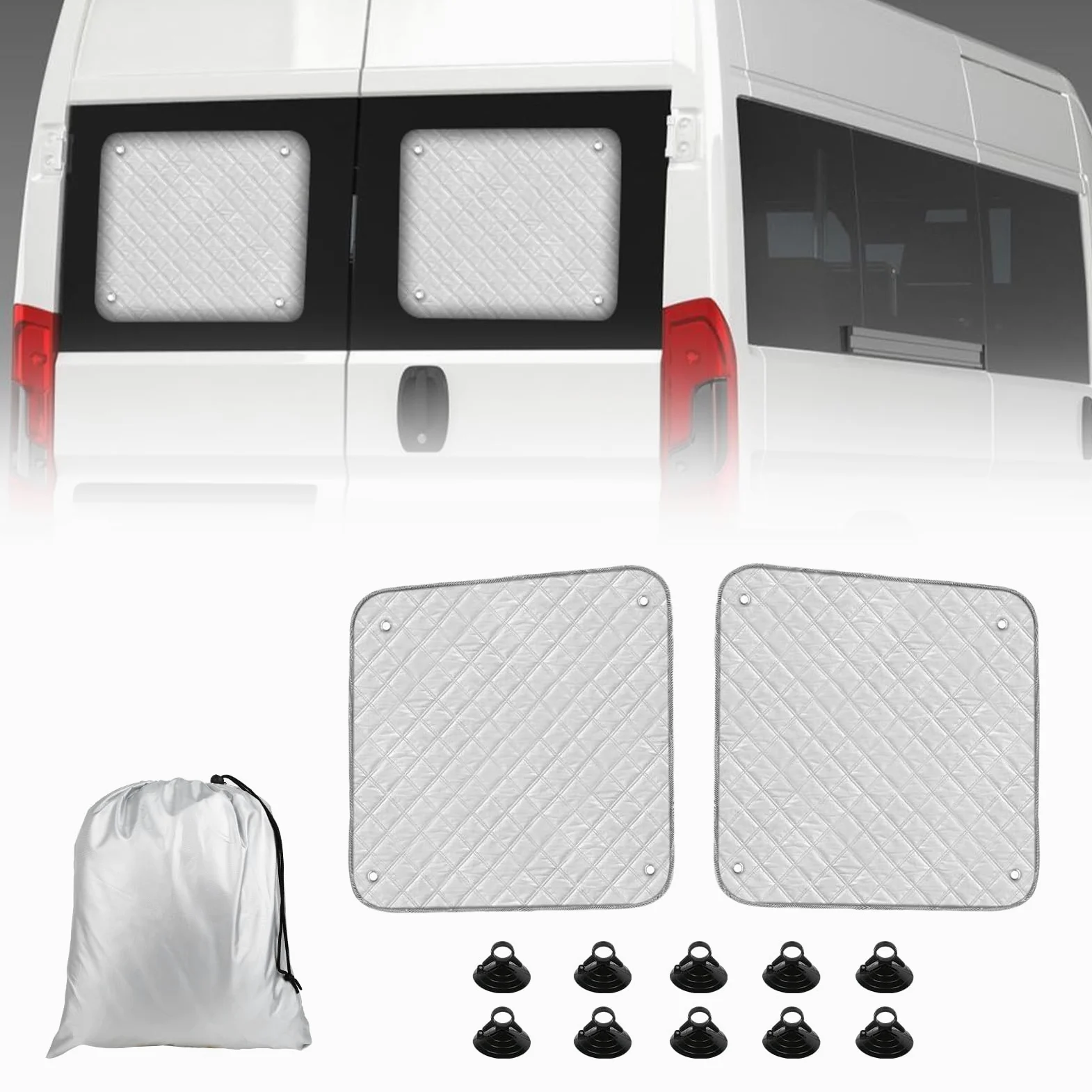 Parasol Ventanas Traseras Coche Compatibles Fiat Ducato 2006-2025 Parasoles Térmicos Internos