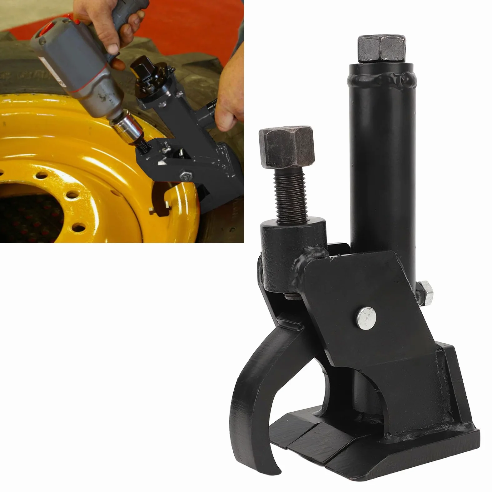 SIXRUN Destalonador Manual de Neumáticos, Herramienta Eficiente para Cambiar y Reparar Neumáticos Fácilmente para Vehículos Todo Terreno, UTV, Camiones, Coches, Metal Negro, 1 Unidad