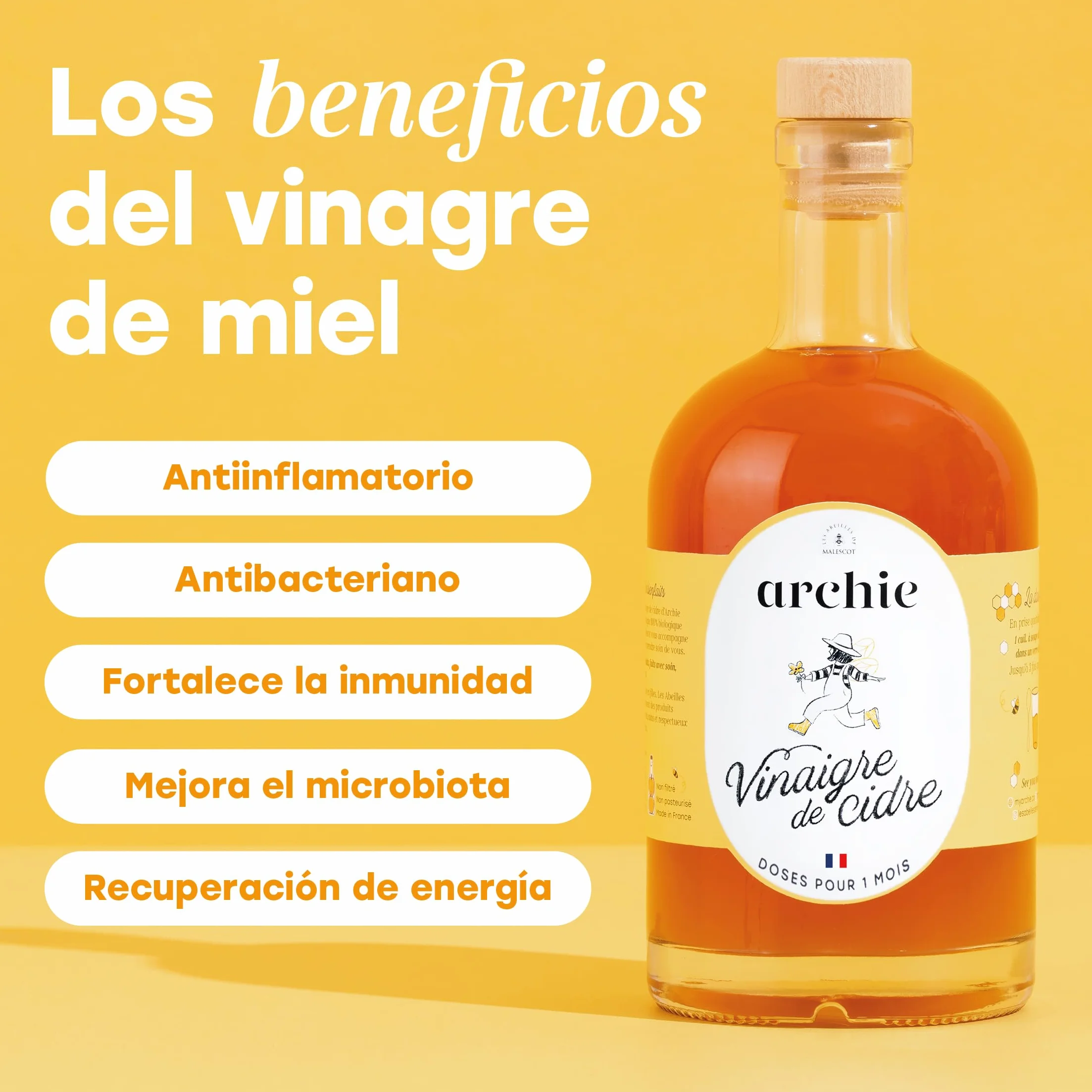 Archie Vinagre de Sidra con Miel Orgánico 1 mes