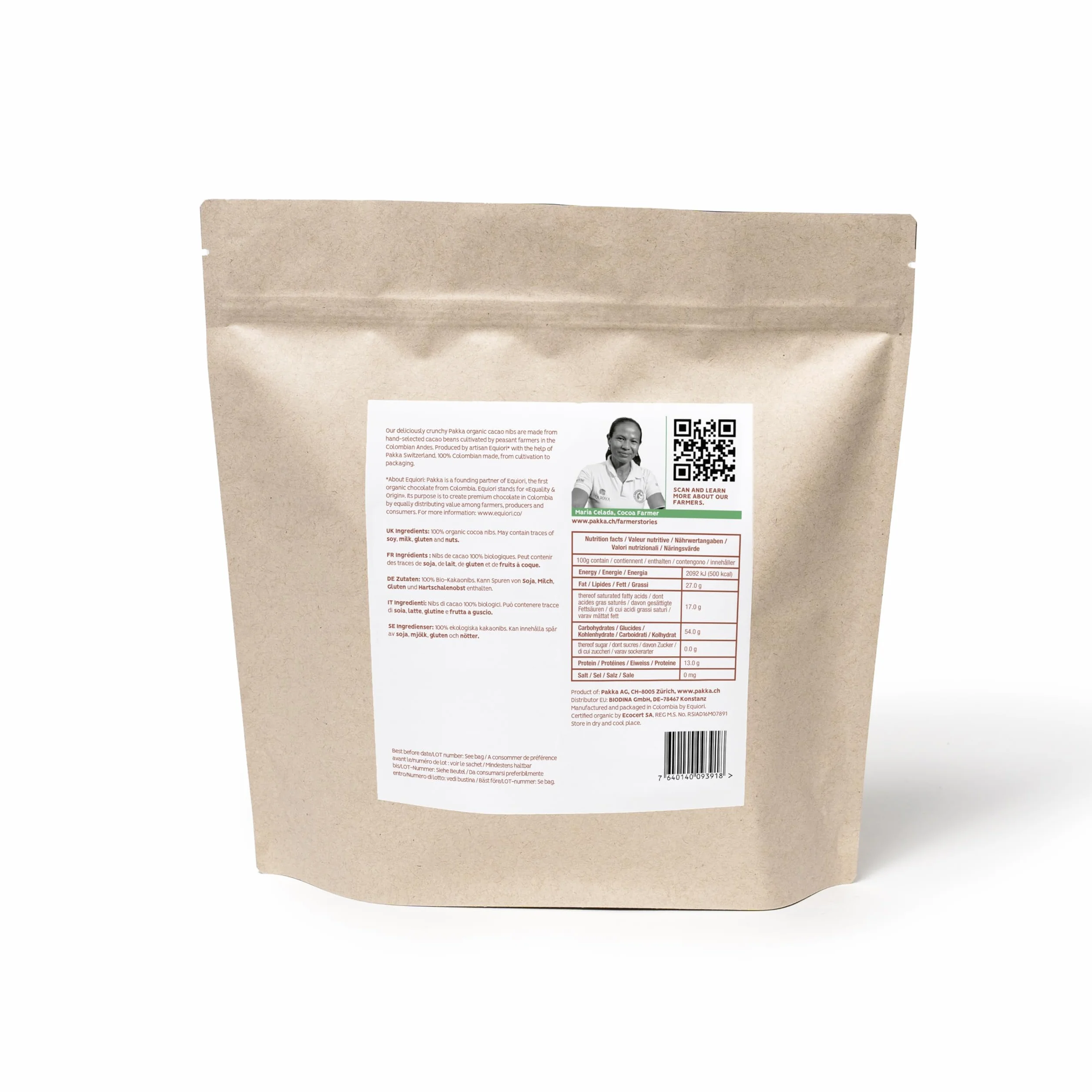 PAKKA Bio Cacao Nibs Ecológico Comercio Justo 1 kg