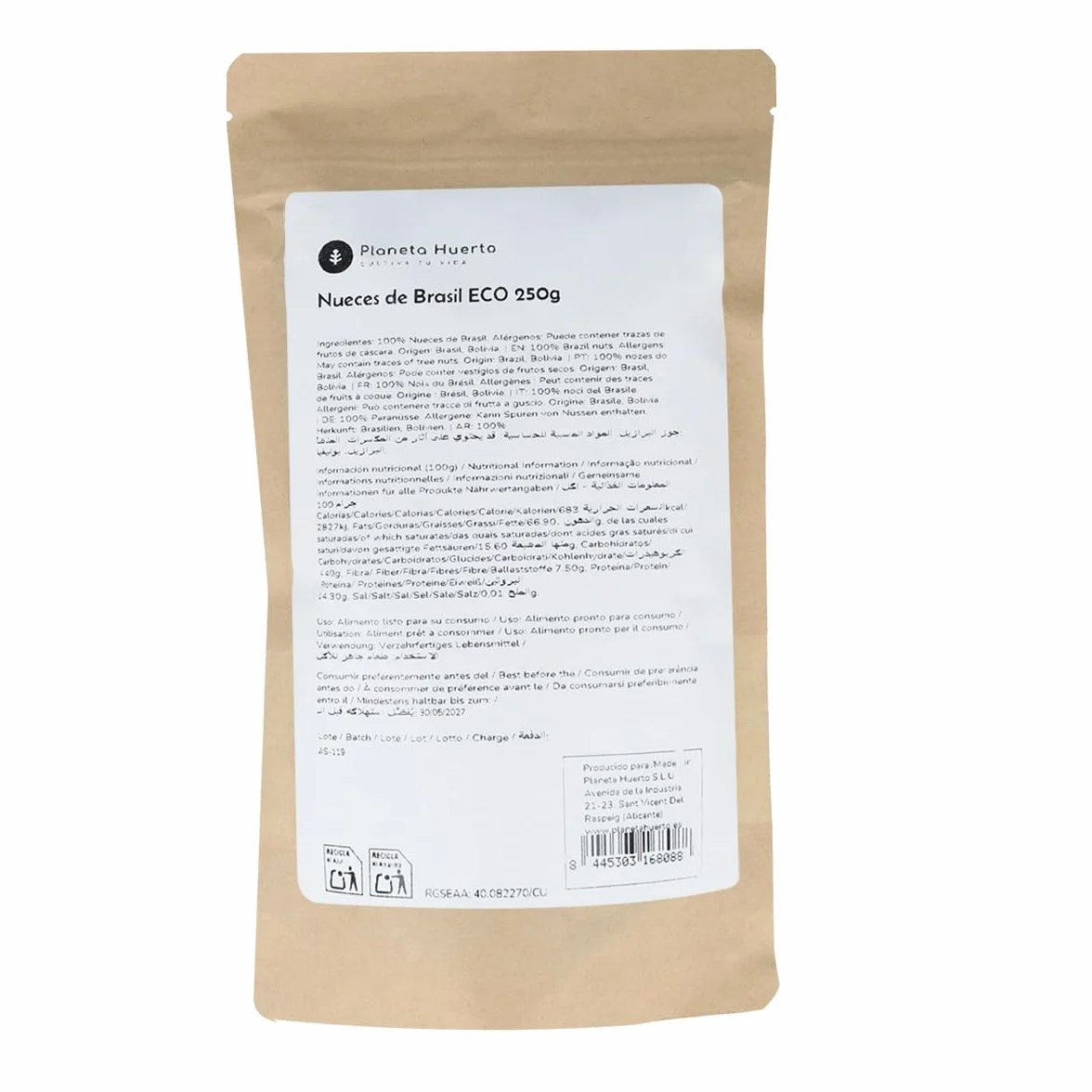 Nuez de Brasil ECO 250 g Semillas Ecológicas Ricas en Proteínas Vegetales