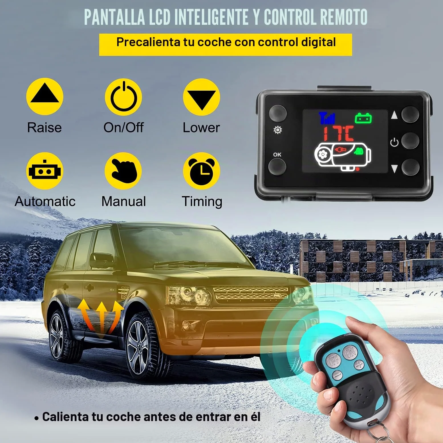 FlowerW Calentador de Aire Diesel 12V 8KW Calentador de Combustible Calefacción Estacionaria Diesel Calentador Coche Diesel con Interruptor LCD, Blanco y Negro