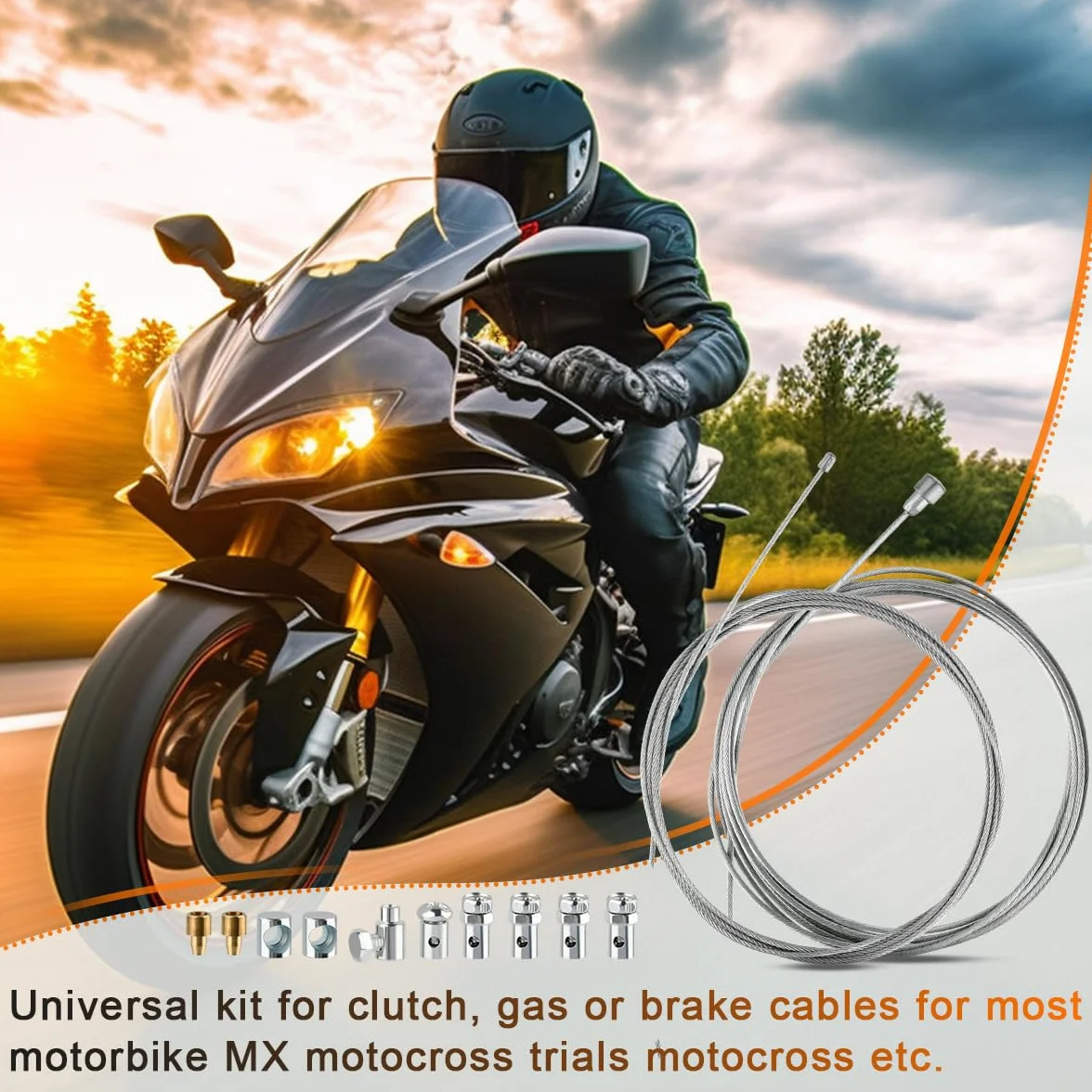 4M Cables de Freno para Moto con 9 Junta Roscada,Ø1.5mm Ø1.1mm Cable de Freno o Embrague Universal,Cables de Embrague para Moto y Cross,Kit de Reparación de Cable,Cable de Freno para Moto