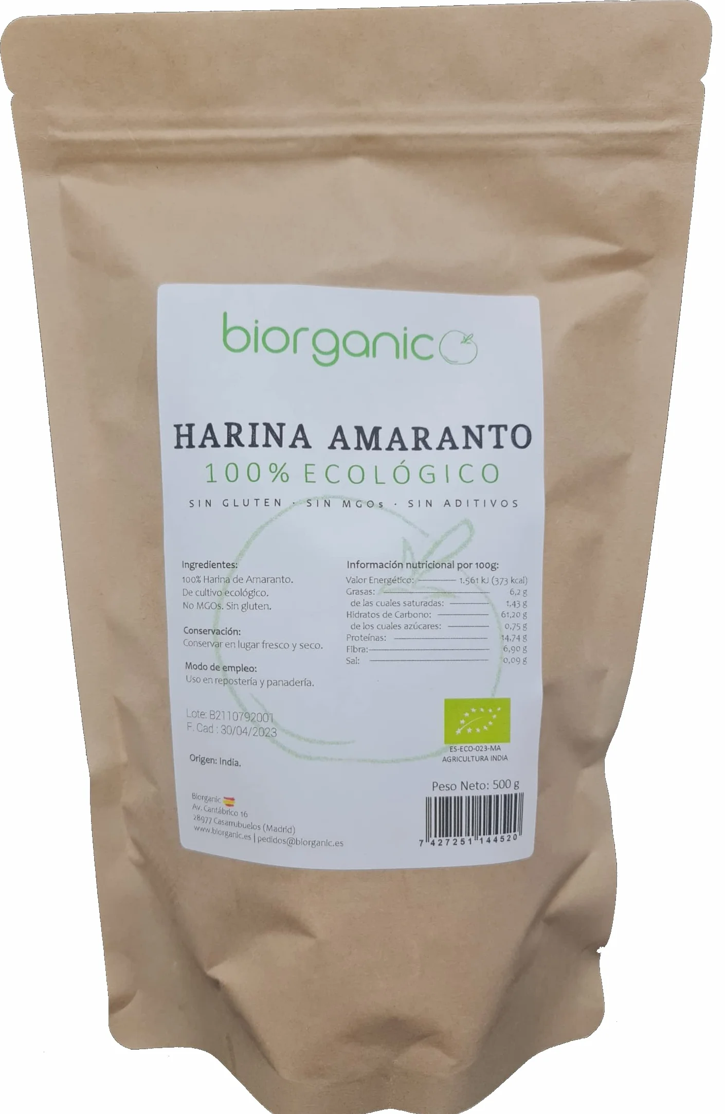 Harina de Amaranto Extrafina 500g Sin Gluten Vegana Pura
