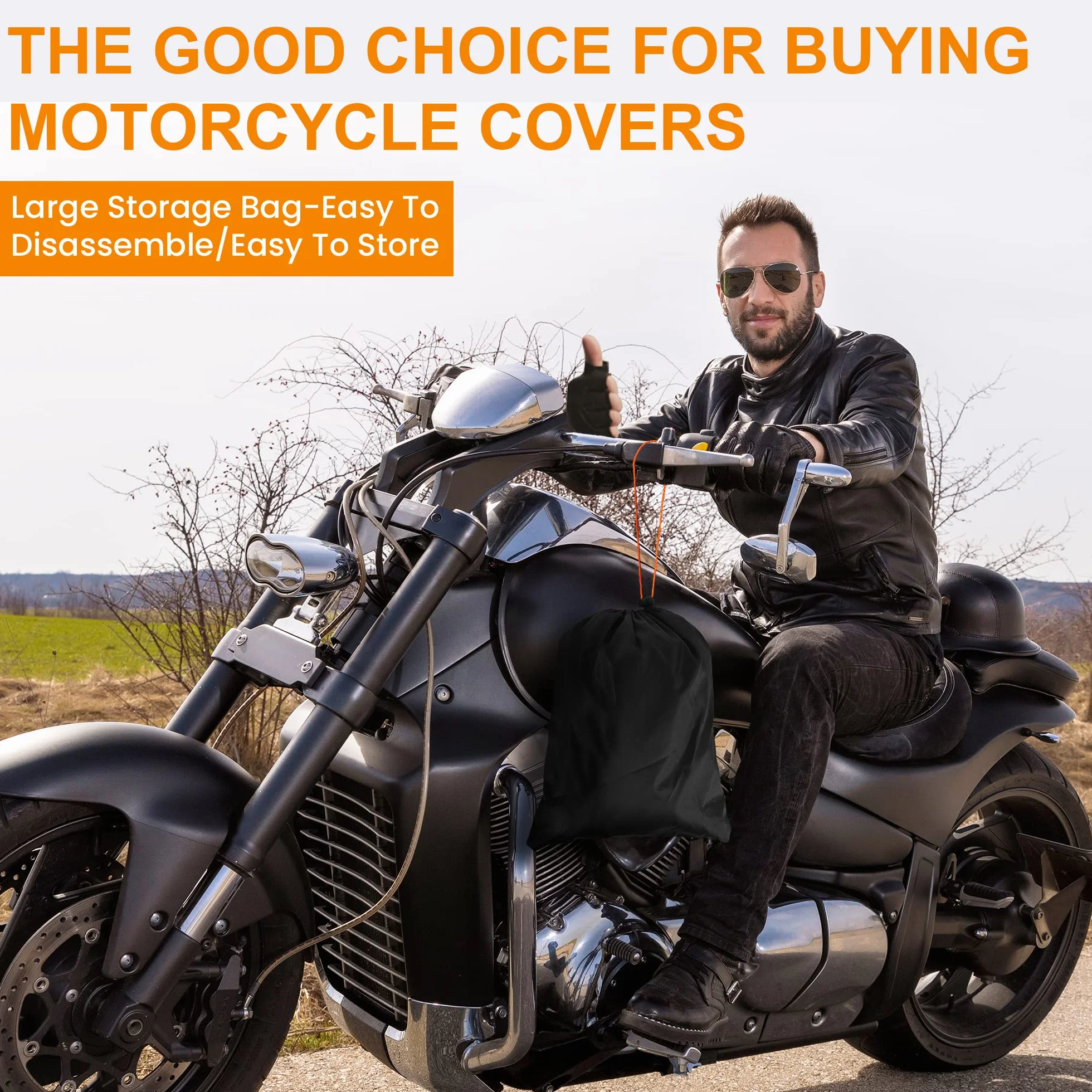 Funda para Moto, Cubierta de Motocicleta Premium 420D, Robusta y Duradera, Protección Exterior Optima, Visible Matrícula, 4 Bandas Reflectantes Brillantes, Agujero de Bloqueo Seguro - M:200x90x110 cm