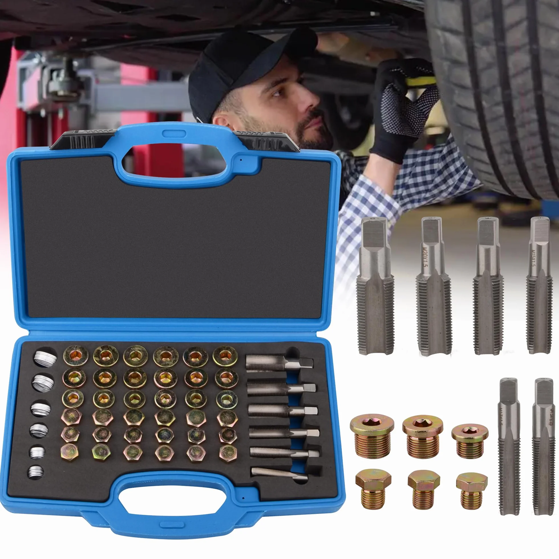 DAYUAN 114 piezas Kit de reparación de rosca para tanque de aceite con tornillos de drenaje M13 x 1,25 | M13 M15 M17 M20 M22 x 1,5