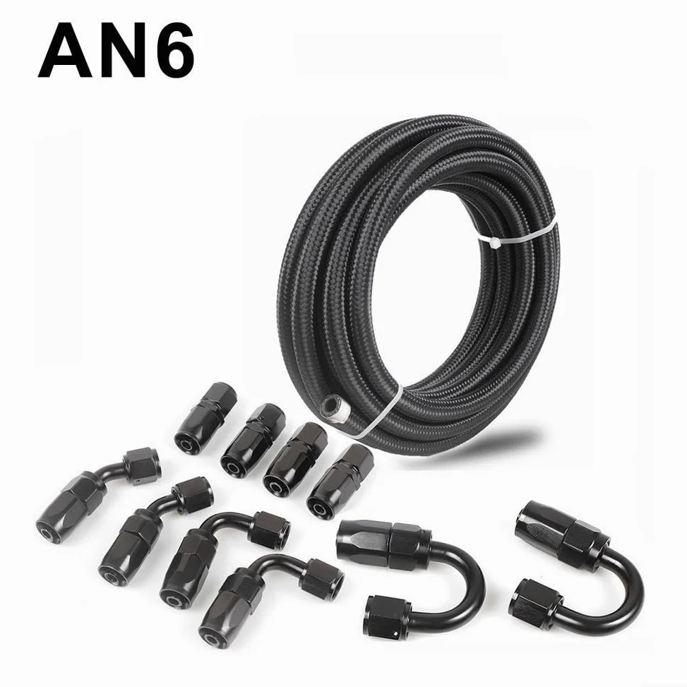 Kit de manguera AN6 de 6 m de longitud con 10 accesorios para refrigerante de aceite y uso del sistema de combustible en configuraciones industriales y de rendimiento