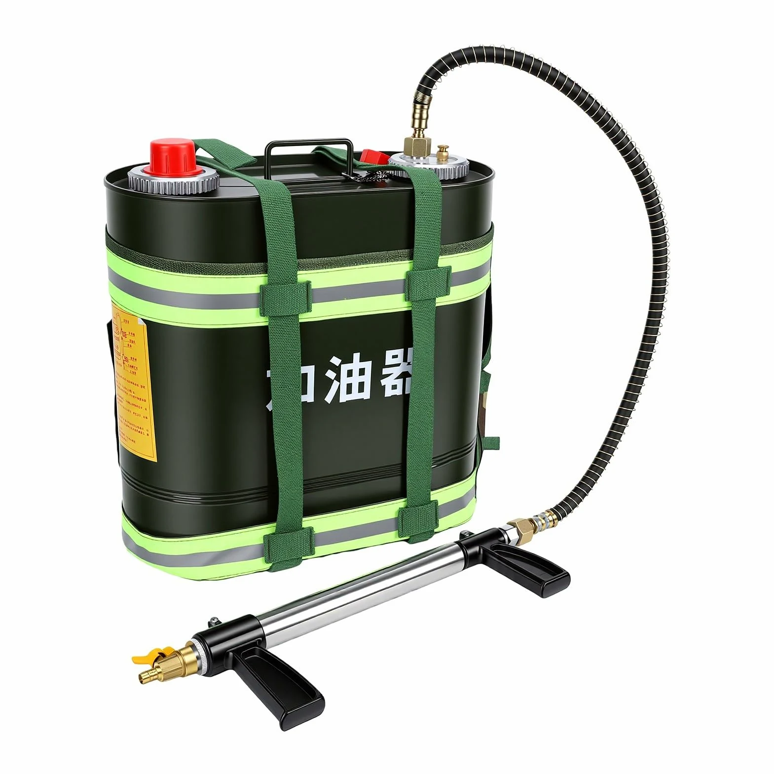 Generic Engrasador de Mochila, Tambor de Aceite Portátil de 20L con Aceite de Motor de 1L para Motosierra, Desbrozadora, Suministro de de Emergencia
