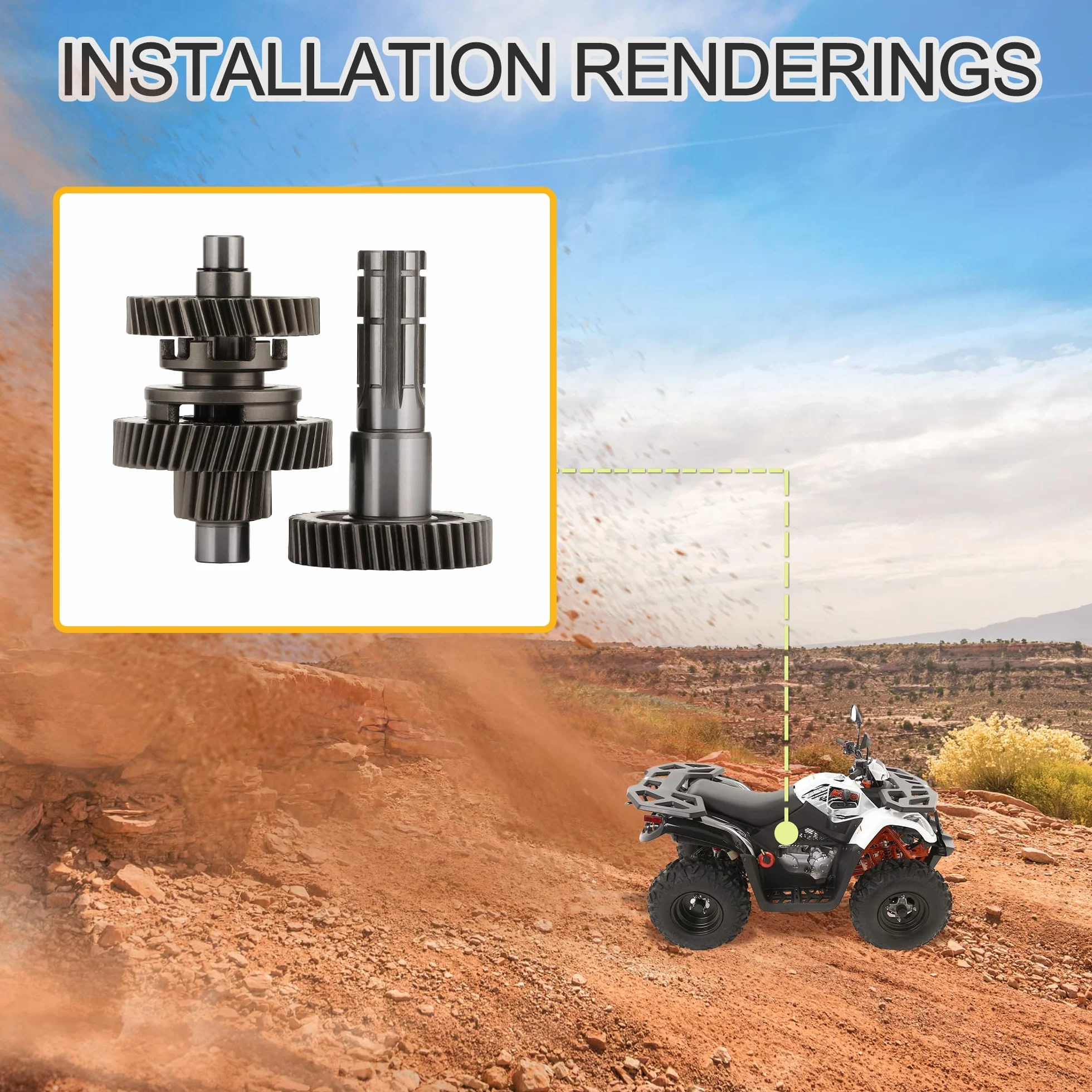 GOOFIT Engranaje de Transmisión del Motor 17T, Eje de Engranaje Intermedio Secundario de la Caja Externa Reemplazo para Gy6 ATV 200 200cc AU200 LX200M CVT LC162FMK E 200 ATV Go Kart