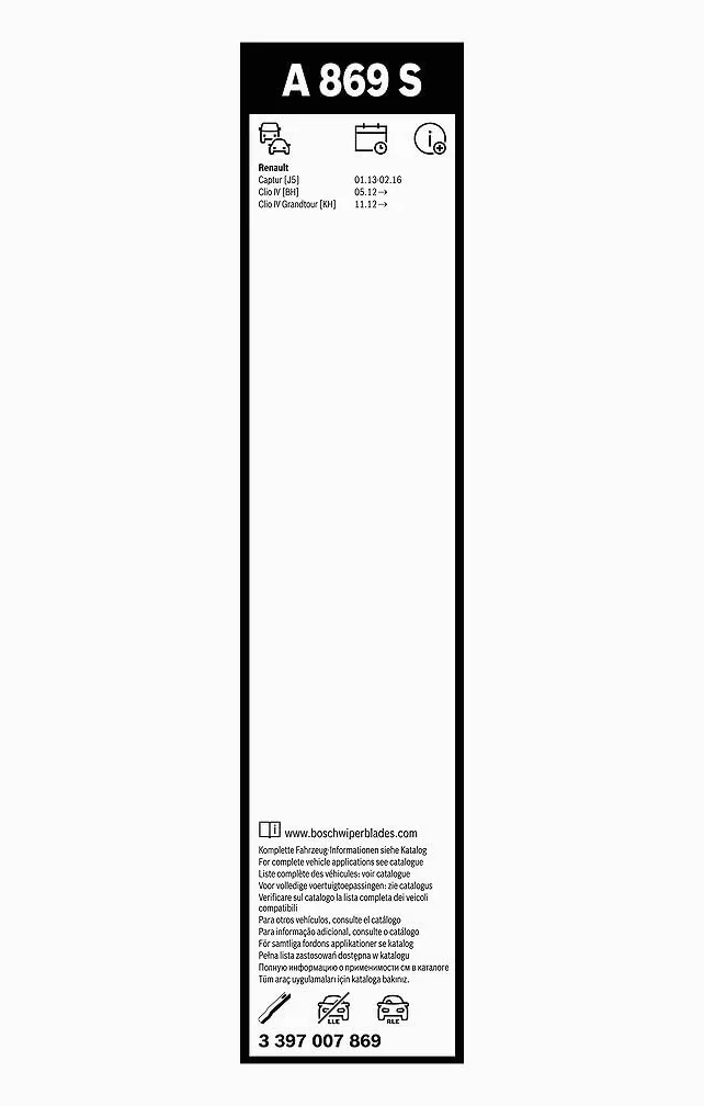 Escobilla limpiaparabrisas Bosch Aerotwin A869S, Longitud: 650mm/340mm − 1 juego para el parabrisas (frontal) - Válidas únicamente para vehículos con volante a la derecha (UK)