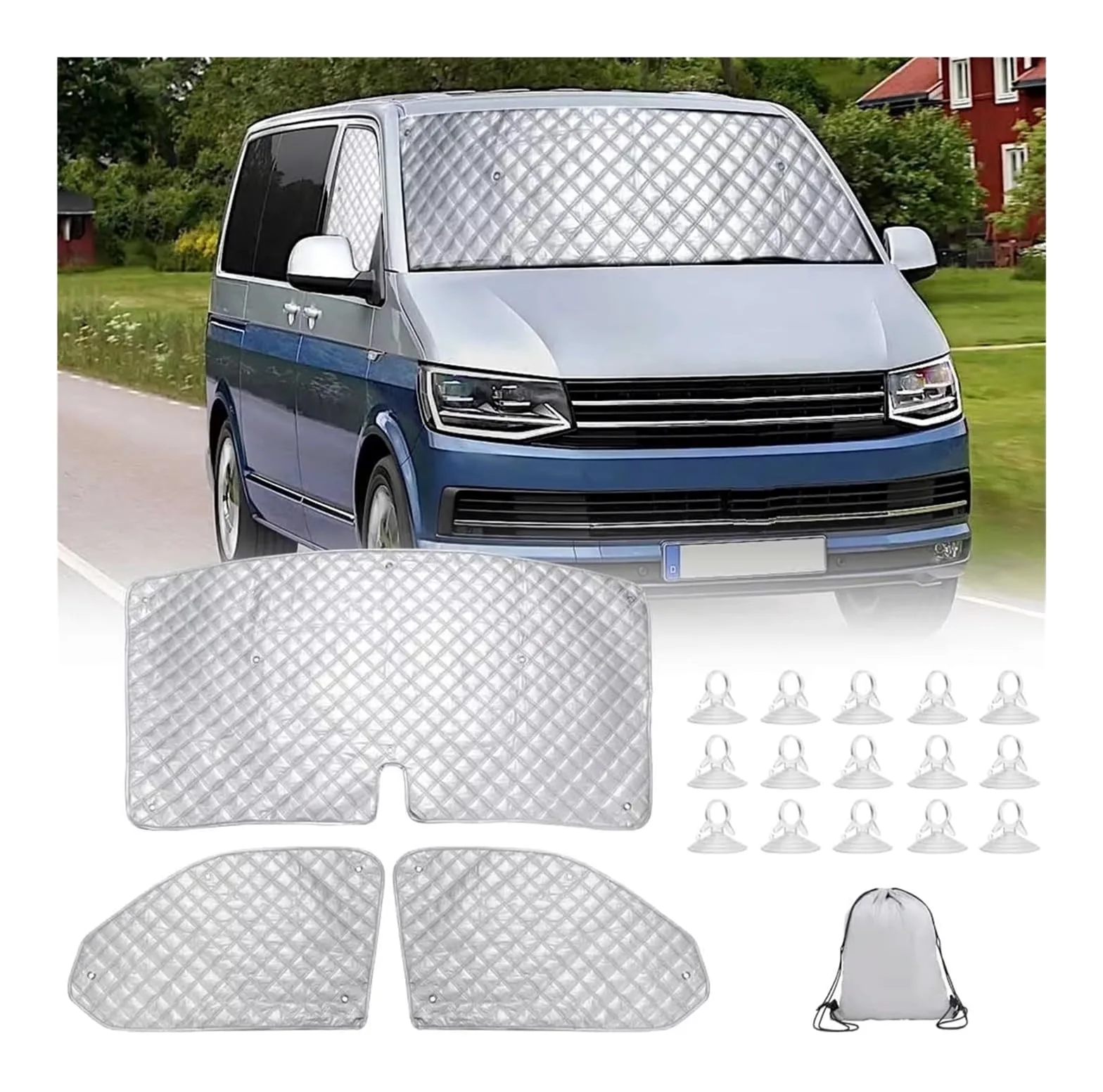 Cubierta De Parasol Automóvil para VW para T5 para T6 Parasol Parabrisas Visera Cubierta Protección Coche Interior Térmico Ventana Ciega Conjunto De Cubierta