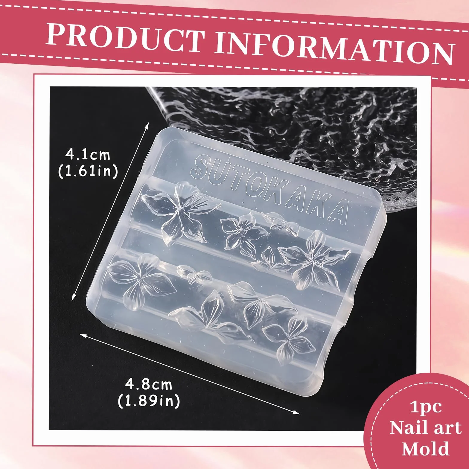 Nails Mold, Molde de estampado de uñas de silicona de flores, Sello de uñas 3D para manicura DIY